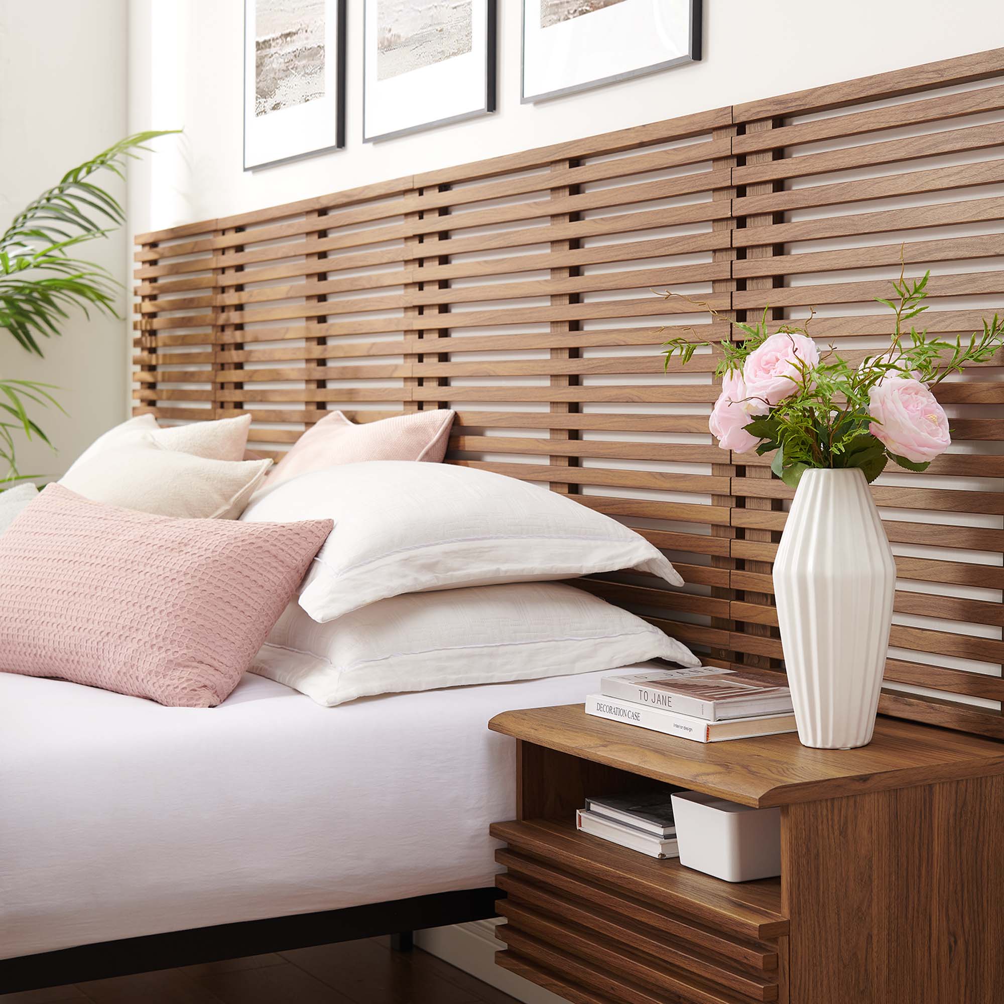 Render Wall Mount King Headboard and Modern Nightstands by Modway - Best Buy Furniture