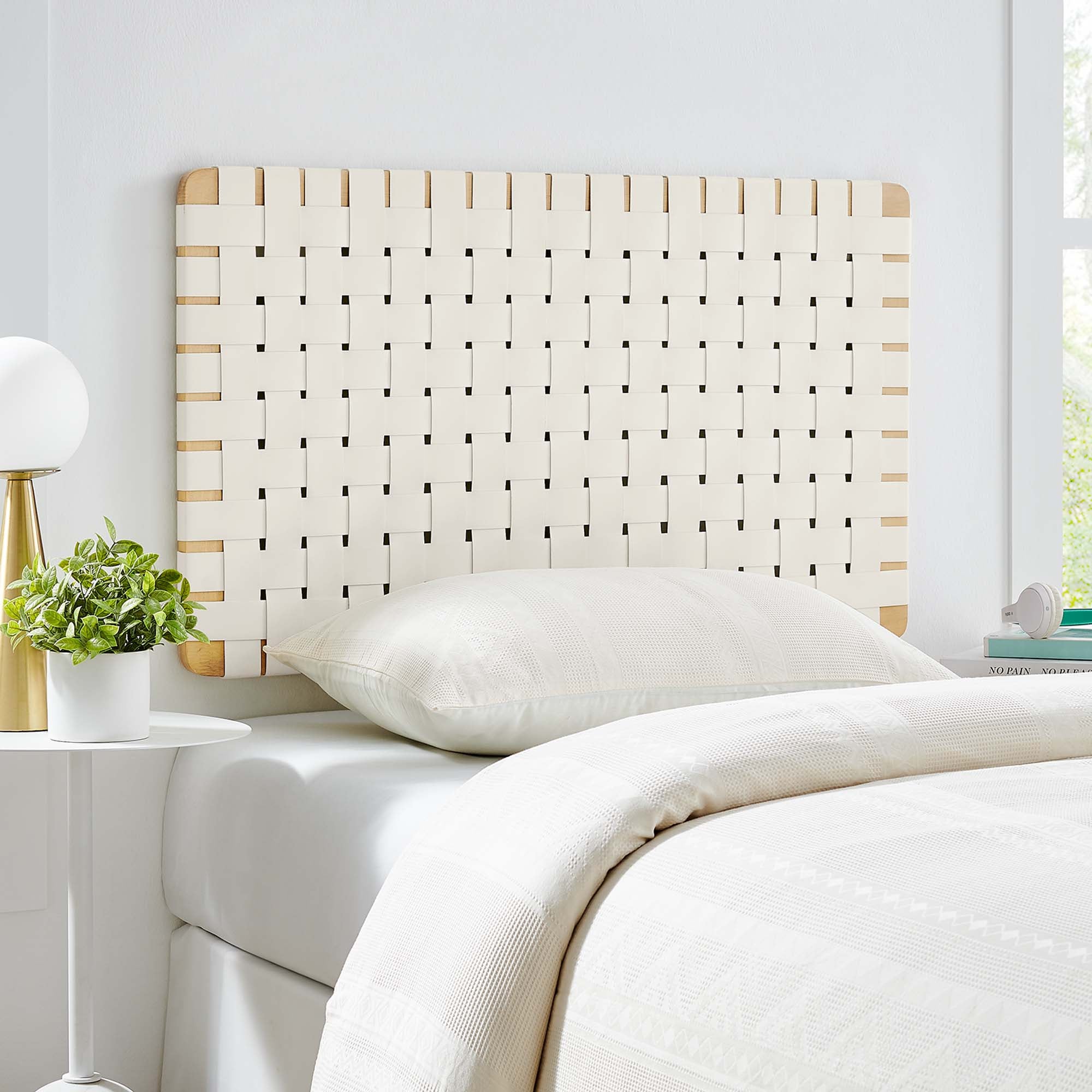 Sparta Weave Wall-Mount Vegan Leather Twin Headboard by Modway - Best Buy Furniture