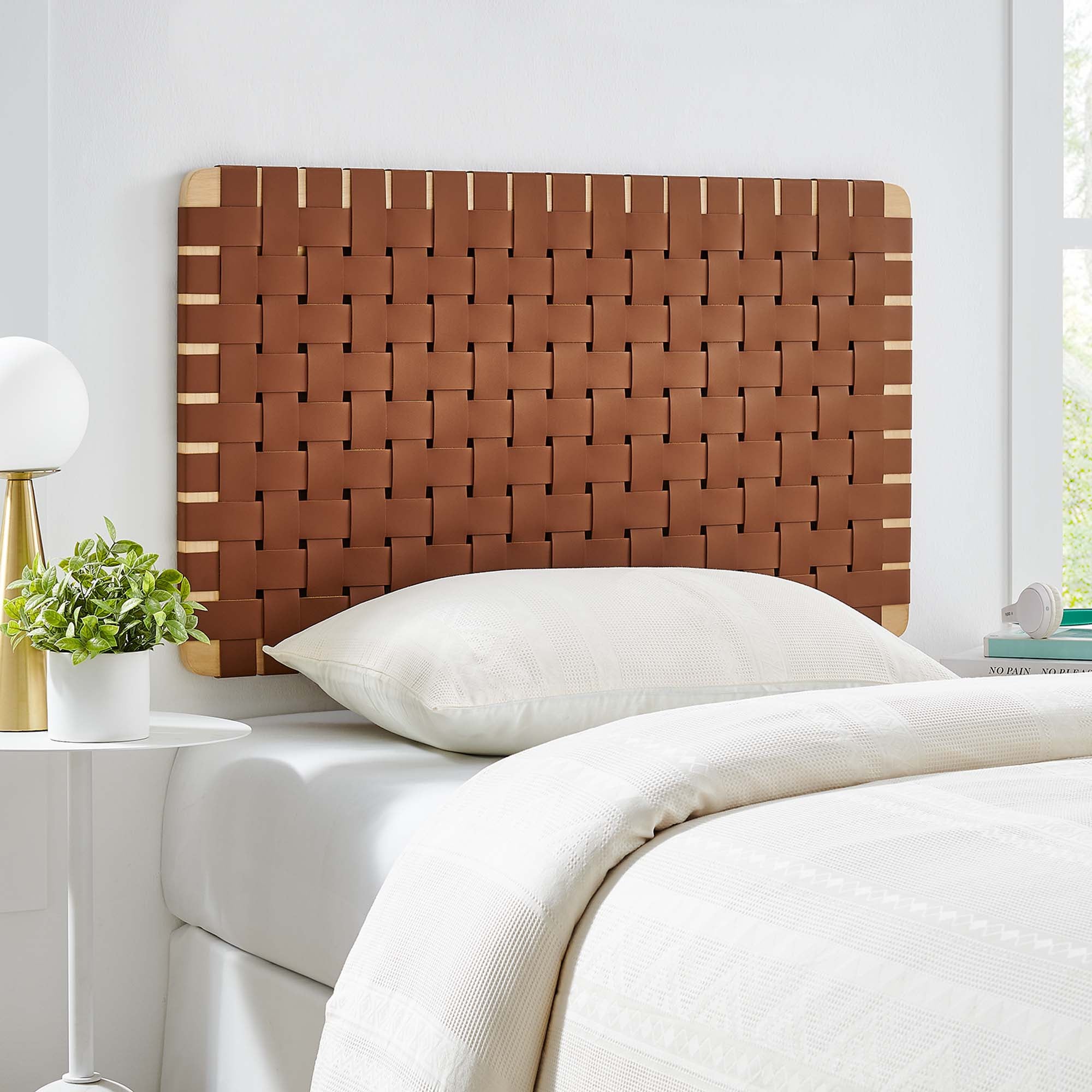 Sparta Weave Wall-Mount Vegan Leather Twin Headboard by Modway - Best Buy Furniture