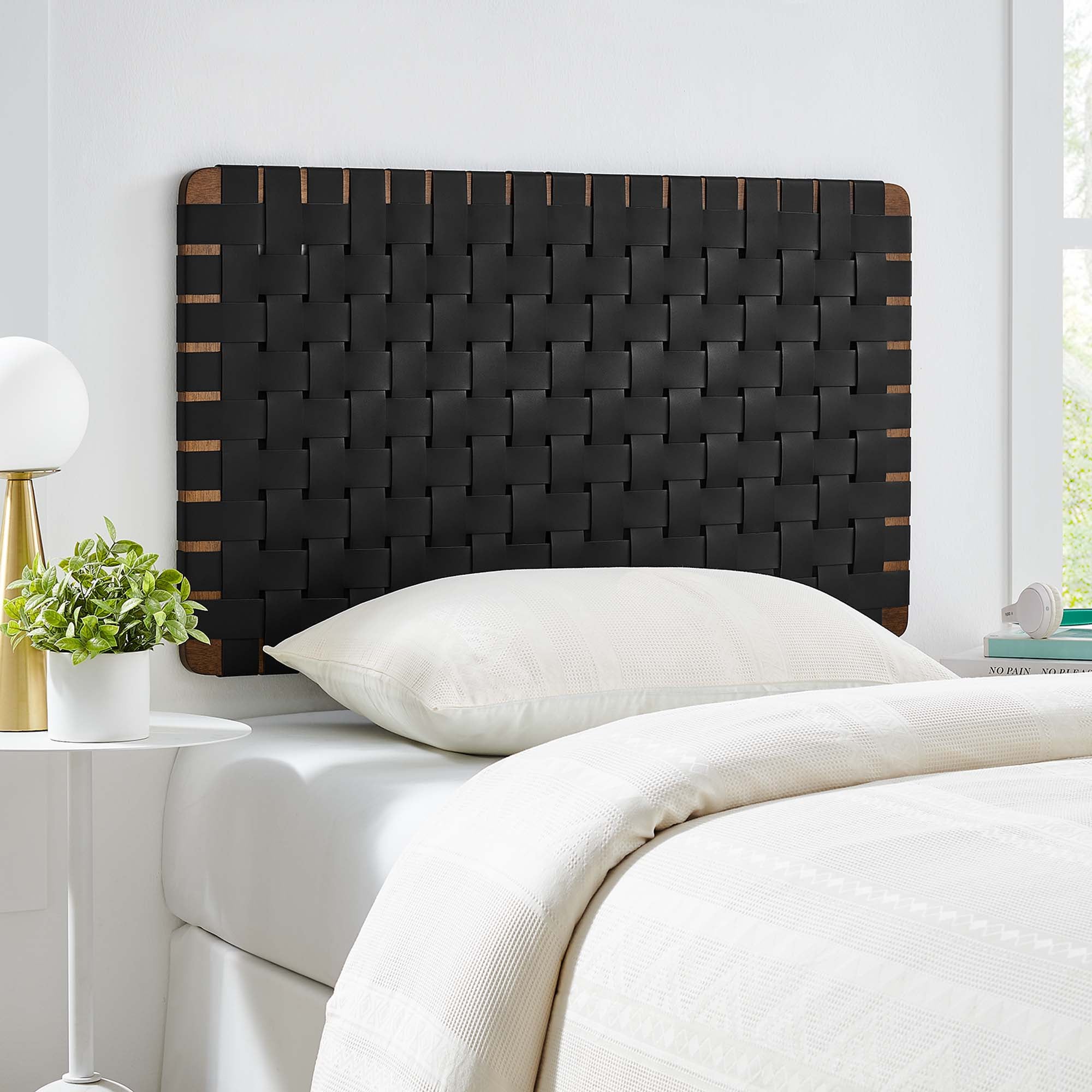 Sparta Weave Wall-Mount Vegan Leather Twin Headboard by Modway - Best Buy Furniture