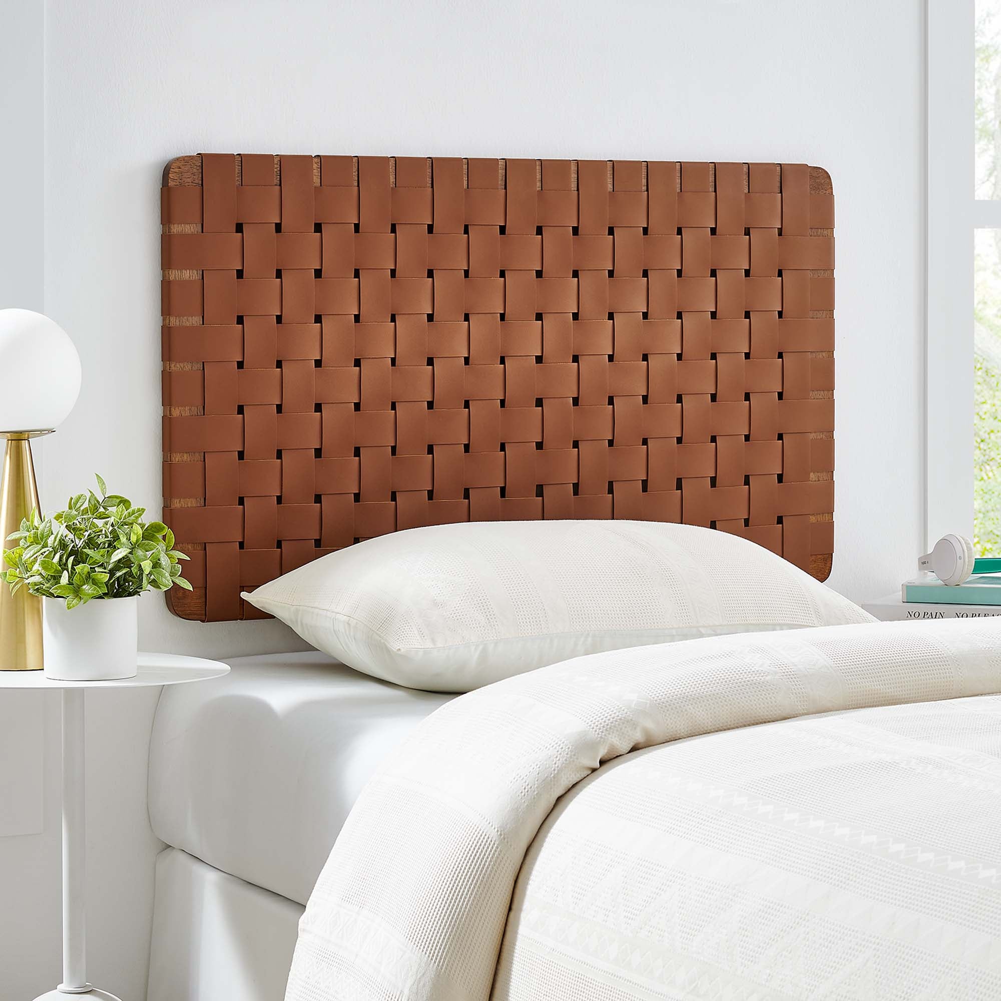 Sparta Weave Wall-Mount Vegan Leather Twin Headboard by Modway - Best Buy Furniture