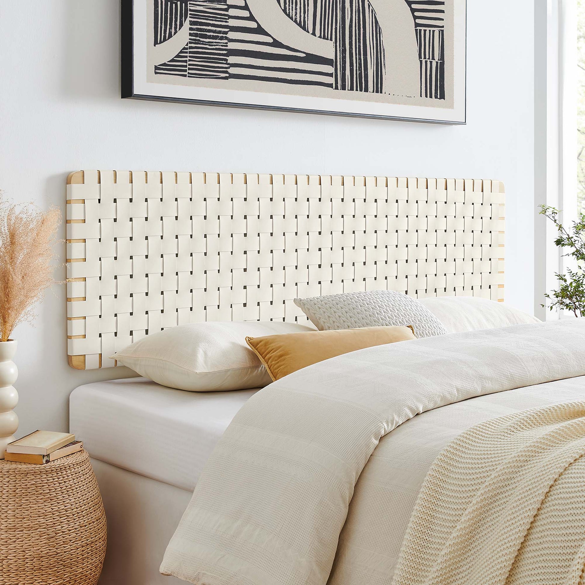 Sparta Weave Wall-Mount Vegan Leather King Headboard by Modway - Best Buy Furniture