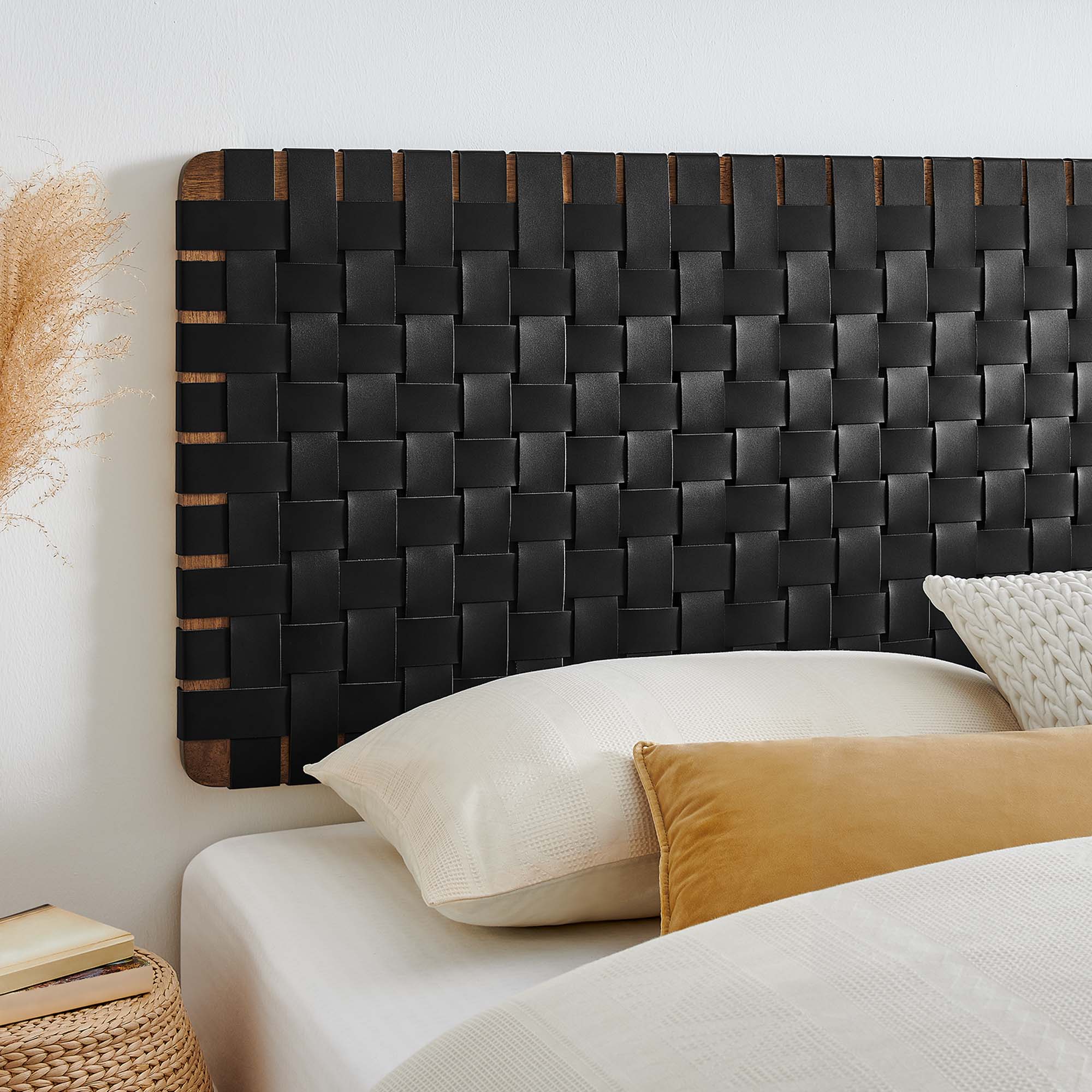 Sparta Weave Wall-Mount Vegan Leather King Headboard by Modway - Best Buy Furniture