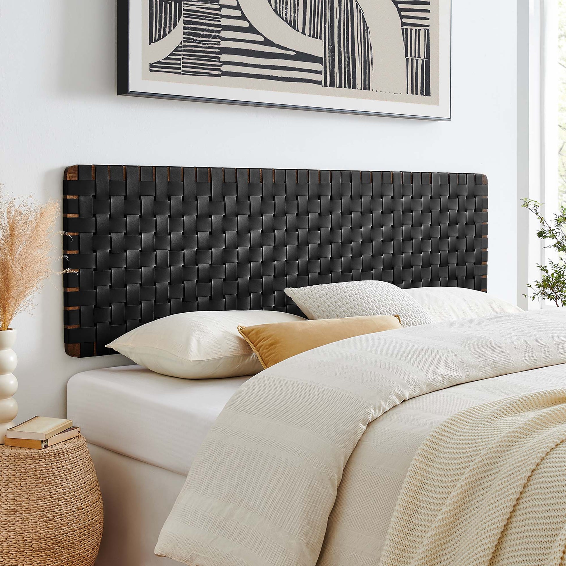 Sparta Weave Wall-Mount Vegan Leather King Headboard by Modway - Best Buy Furniture