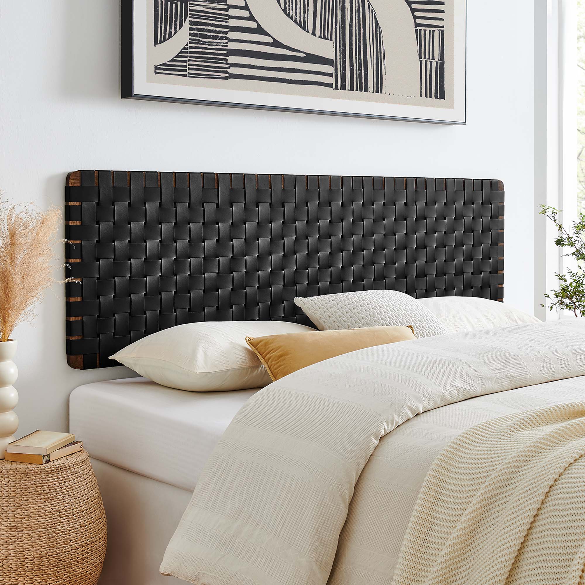 Sparta Weave Wall-Mount Vegan Leather King Headboard by Modway - Best Buy Furniture