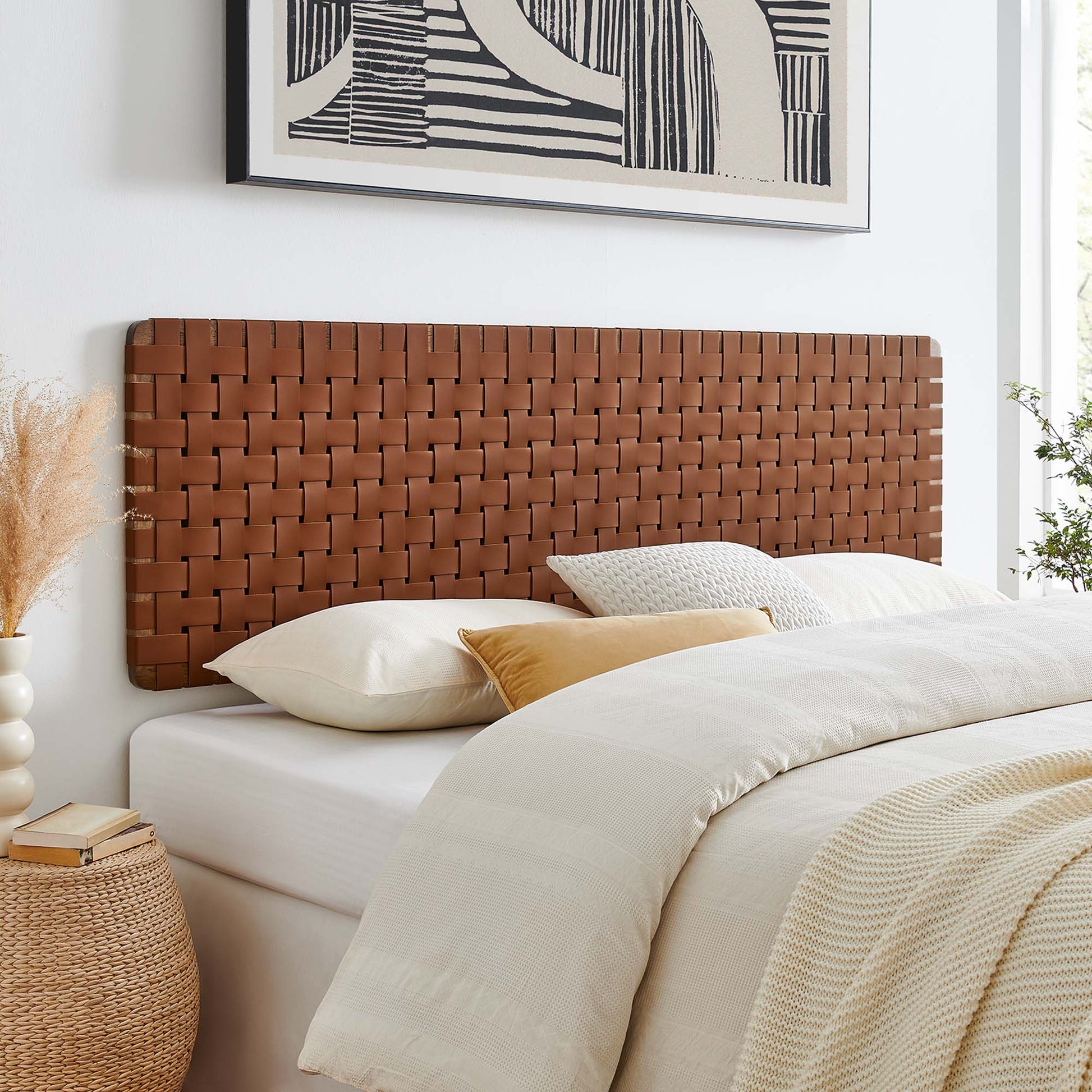 Sparta Weave Wall-Mount Vegan Leather King Headboard by Modway - Best Buy Furniture