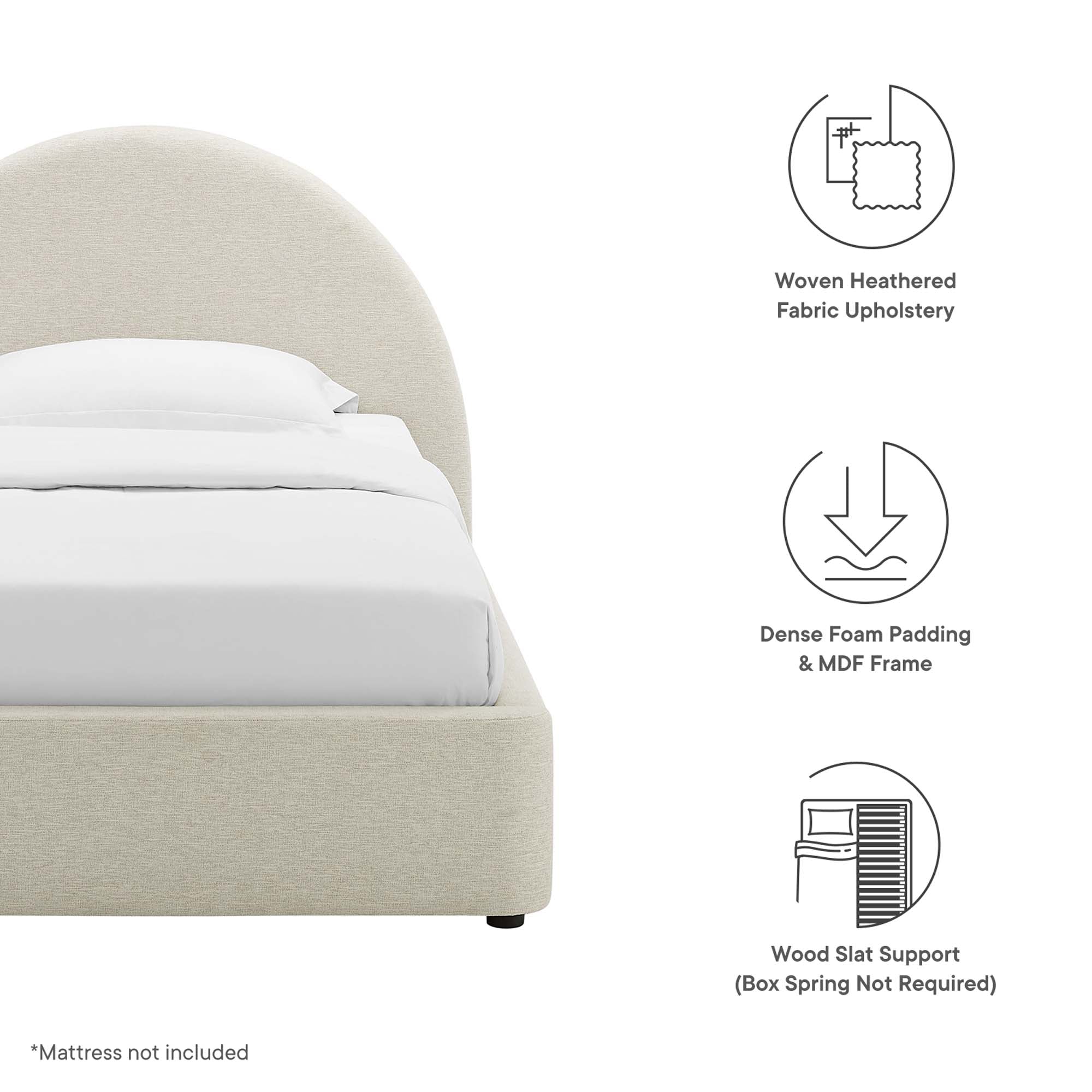 Resort Upholstered Fabric Arched Round Twin Platform Bed by Modway - Best Buy Furniture