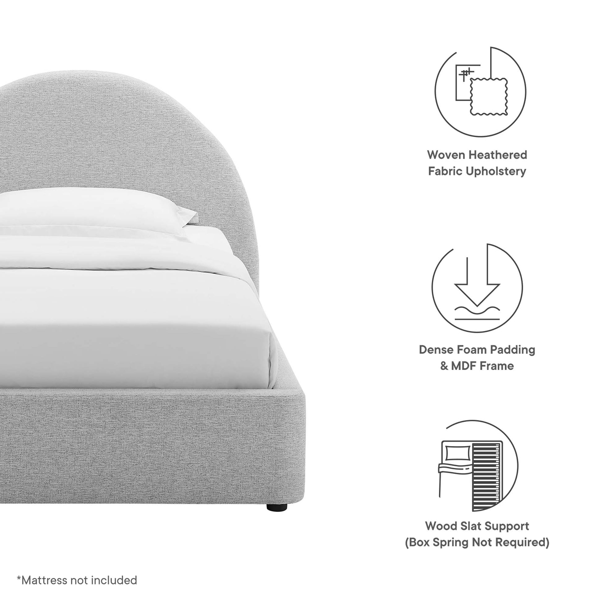 Resort Upholstered Fabric Arched Round Twin Platform Bed by Modway - Best Buy Furniture