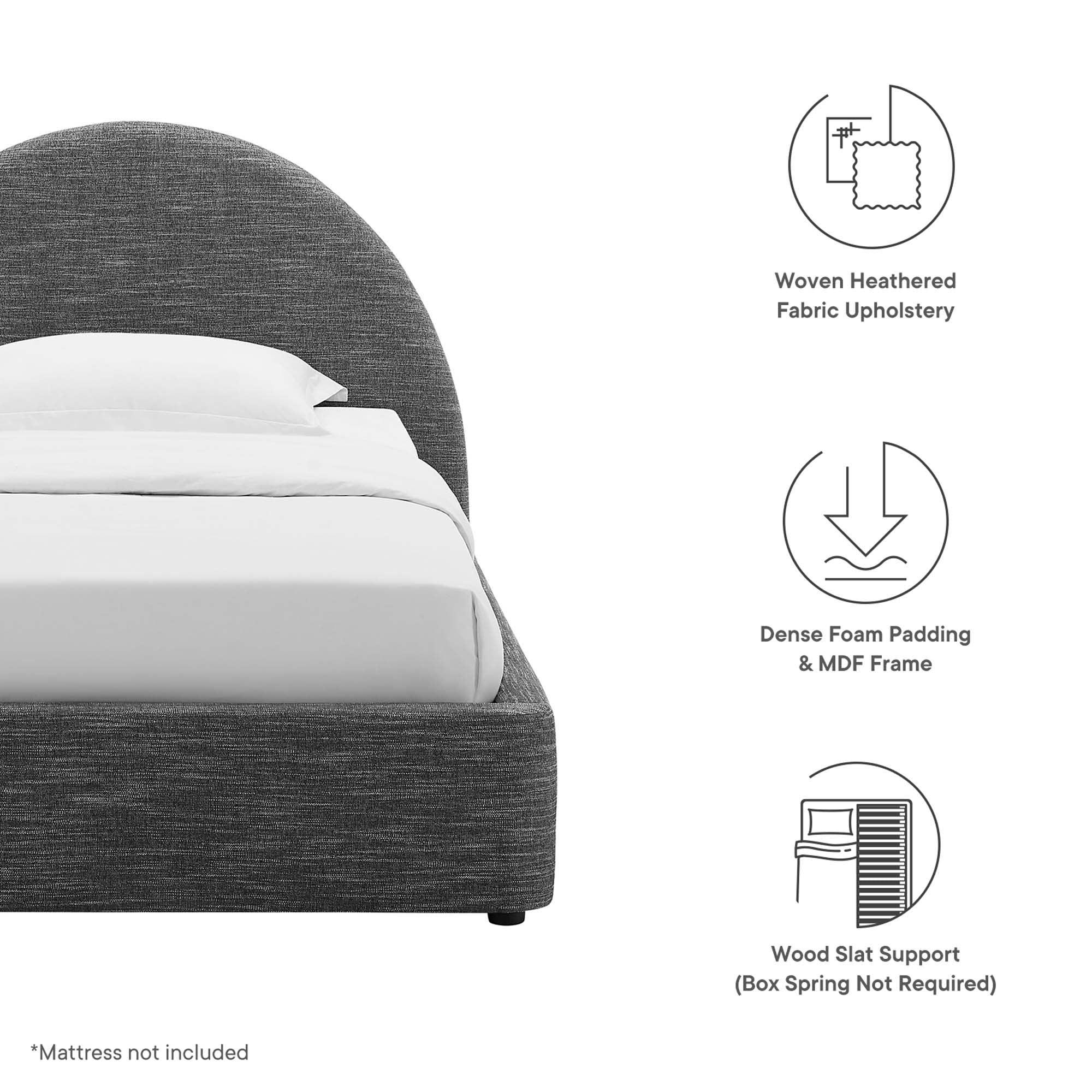 Resort Upholstered Fabric Arched Round Twin Platform Bed by Modway - Best Buy Furniture