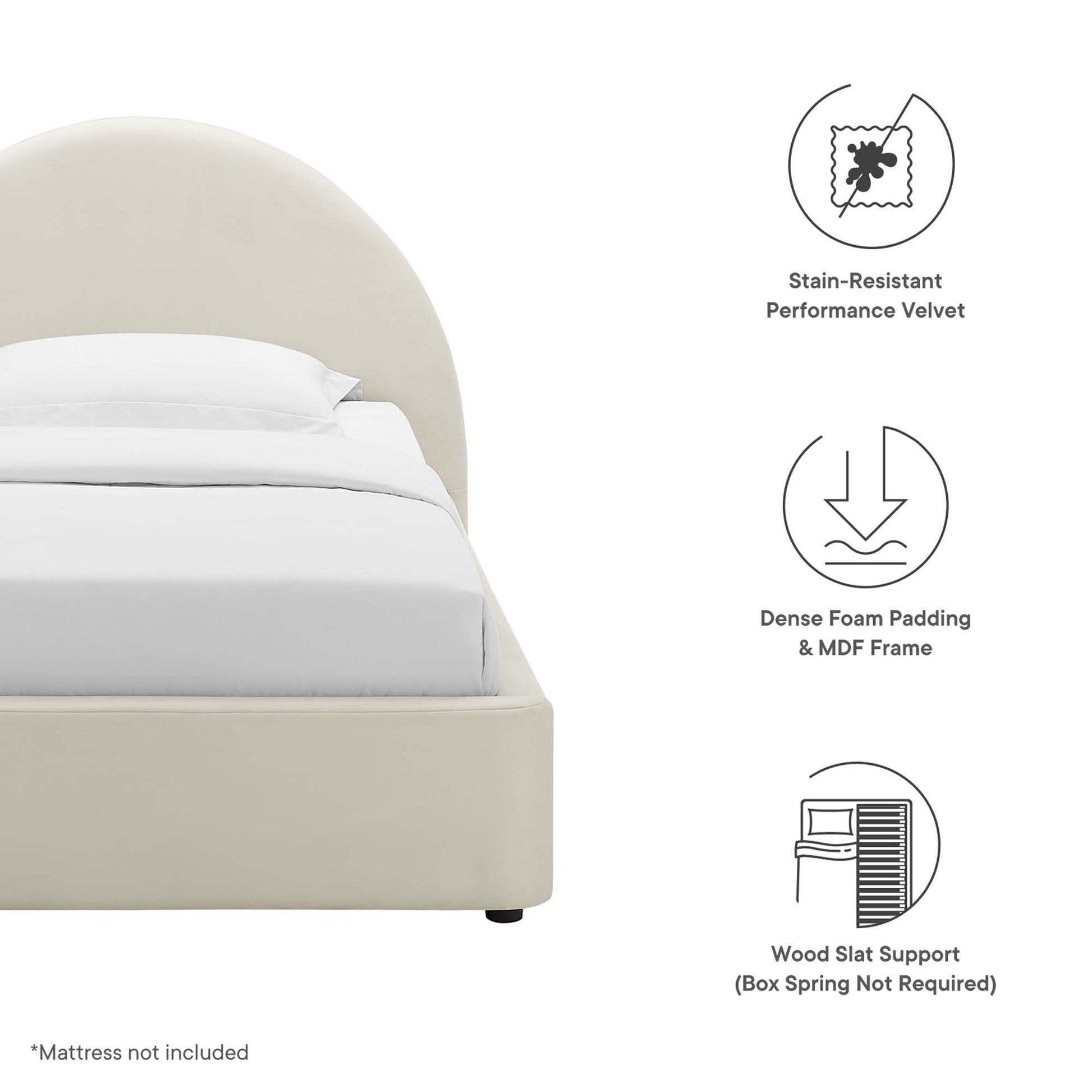 Resort Performance Velvet Arched Round Twin Platform Bed by Modway - Best Buy Furniture