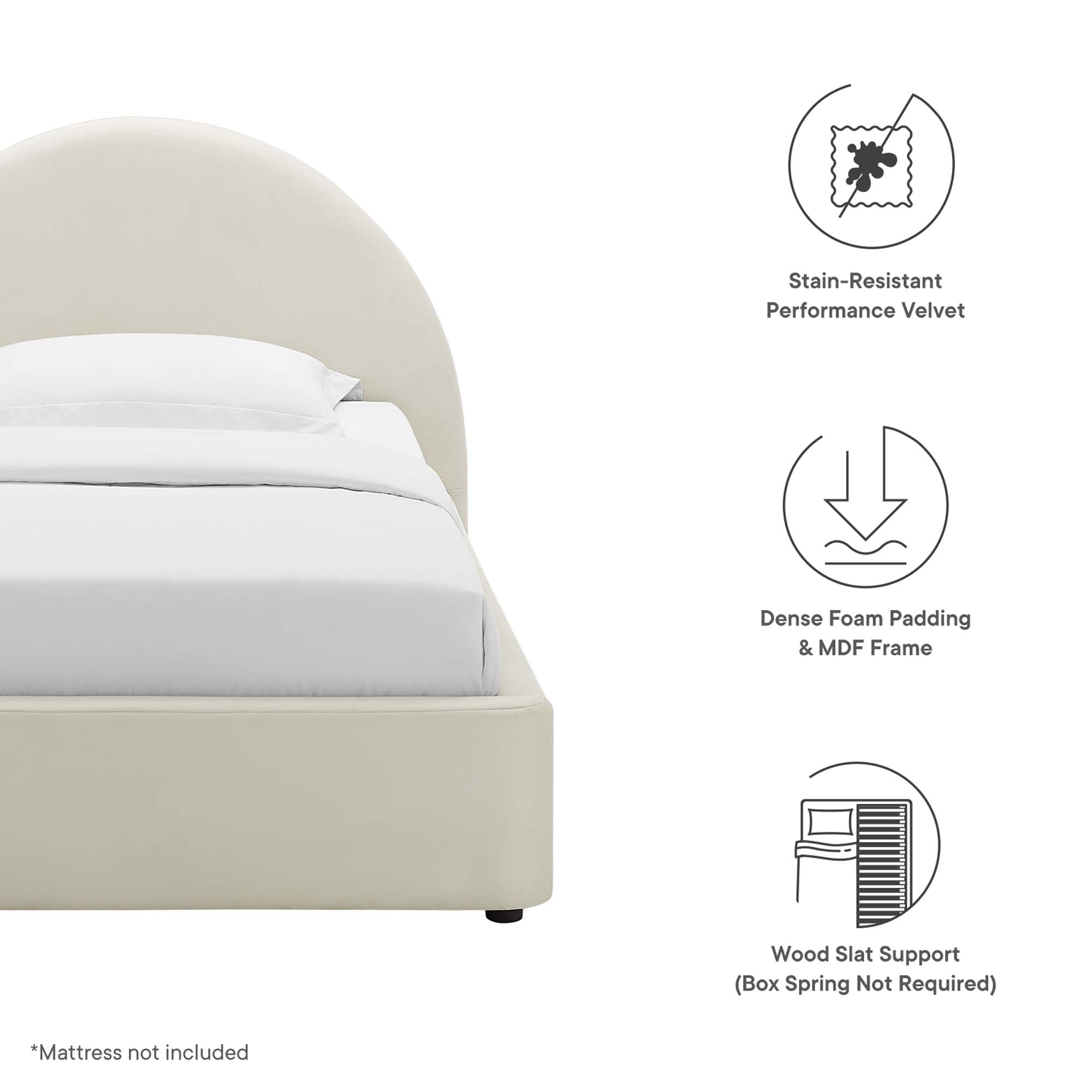 Resort Performance Velvet Arched Round Twin Platform Bed by Modway - Best Buy Furniture