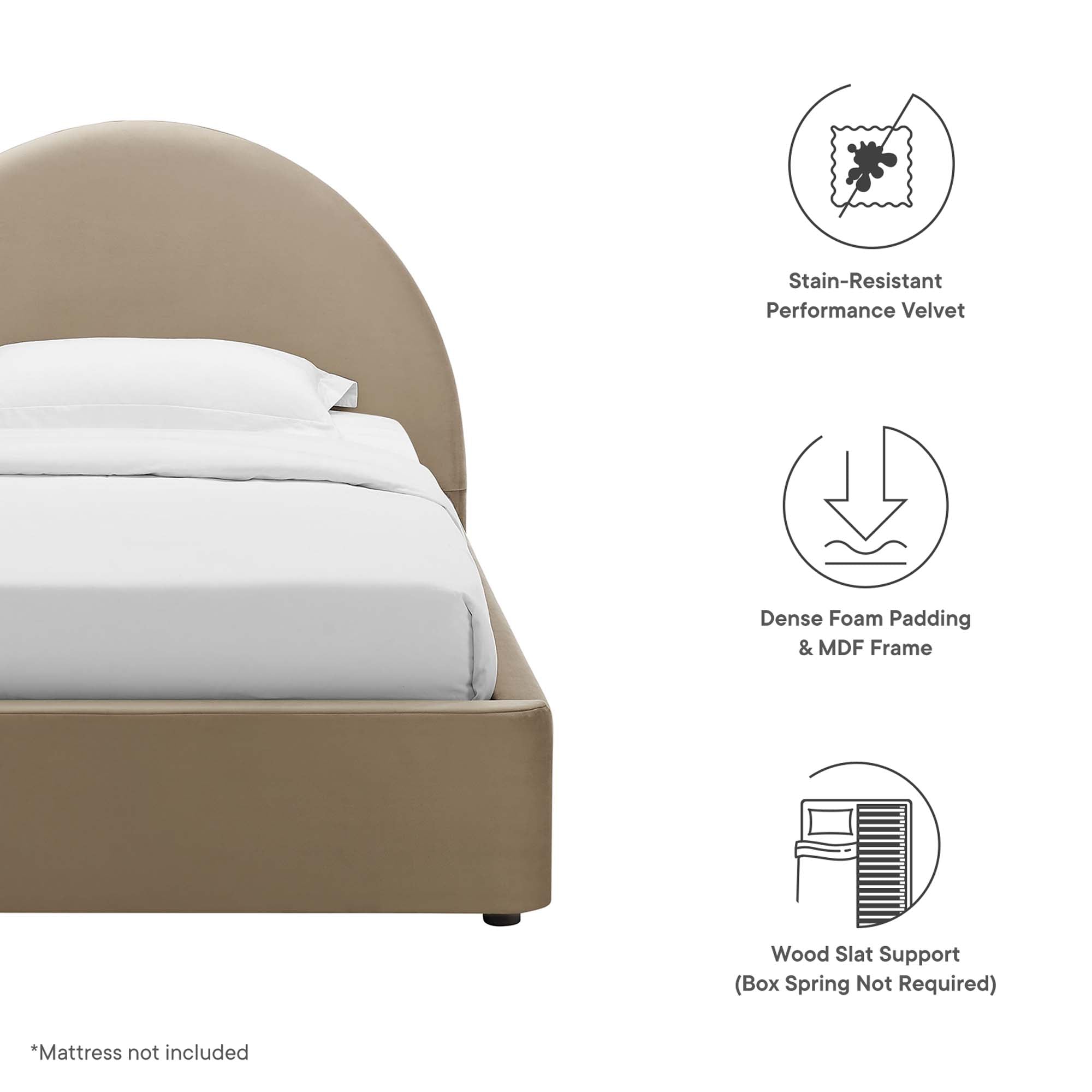 Resort Performance Velvet Arched Round Twin Platform Bed by Modway - Best Buy Furniture
