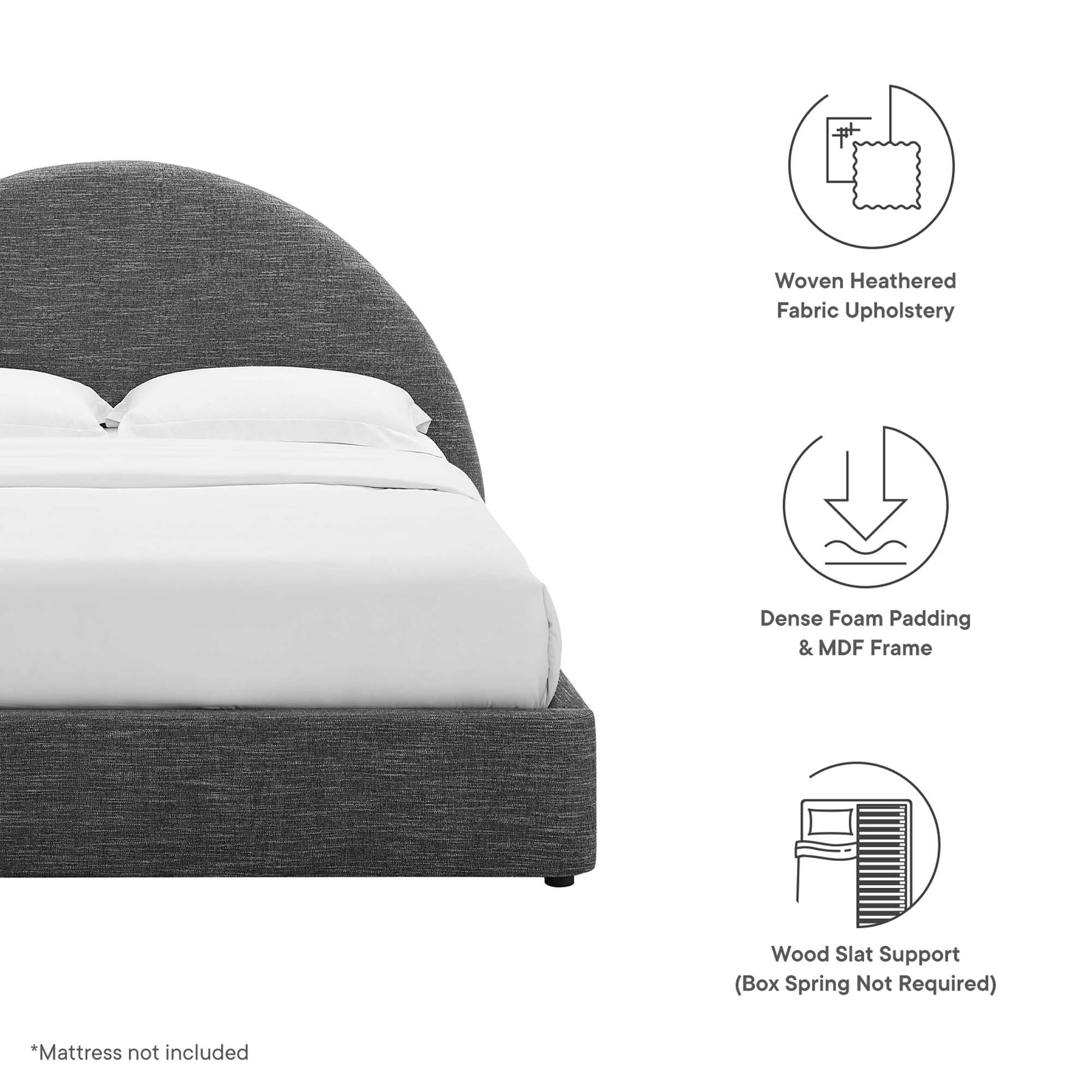 Resort Upholstered Fabric Arched Round Full Platform Bed by Modway - Best Buy Furniture