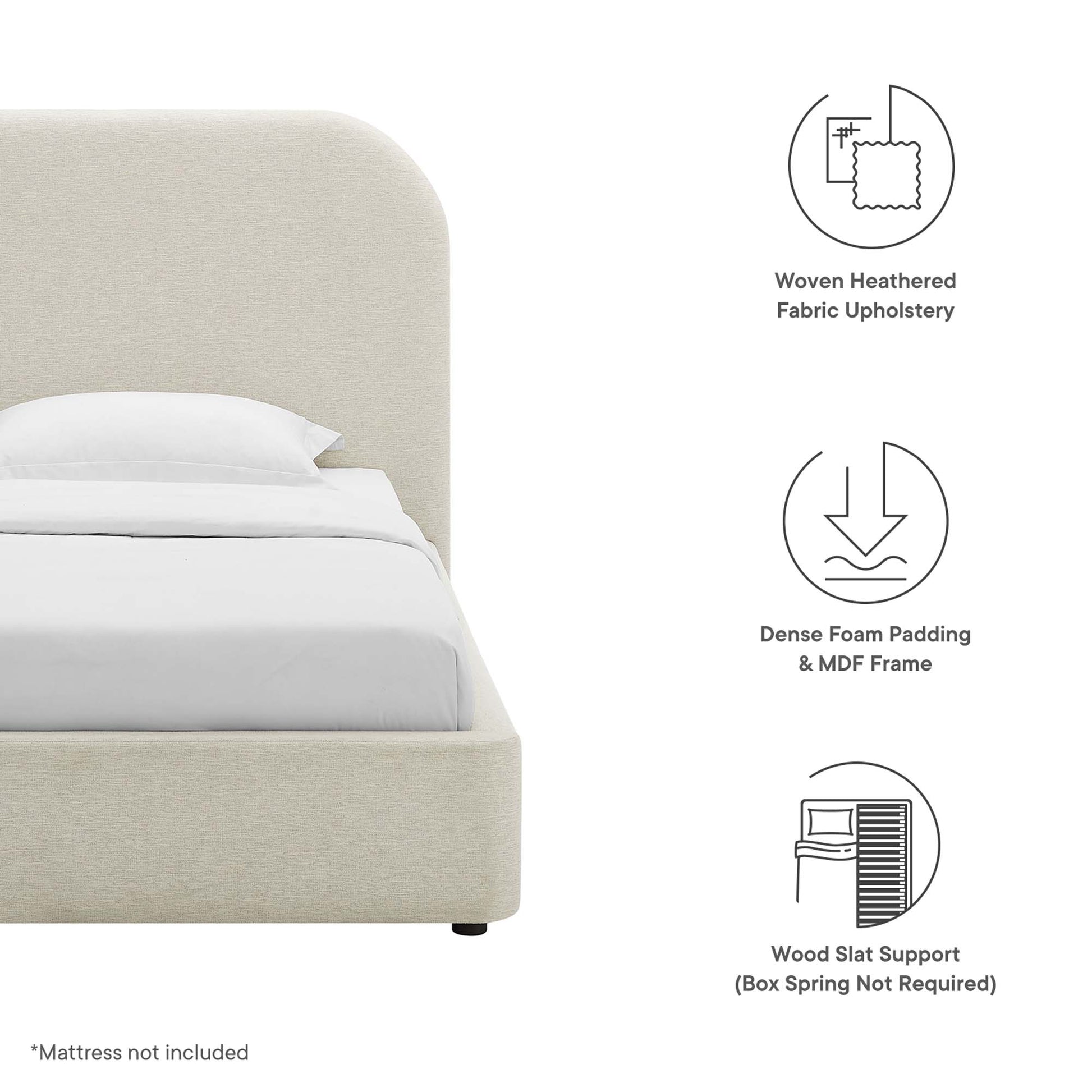 Keynote Upholstered Fabric Curved Twin Platform Bed by Modway - Best Buy Furniture