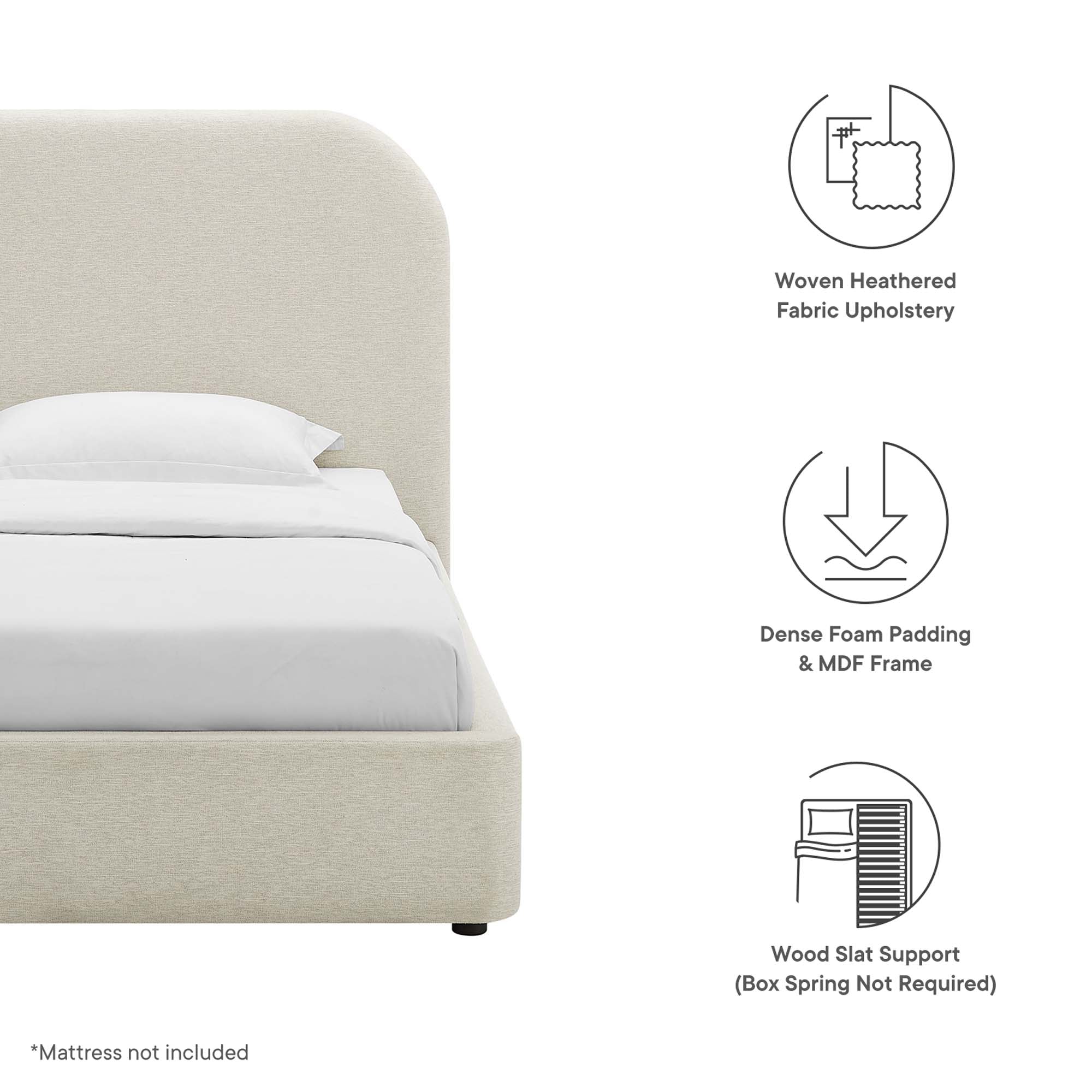 Keynote Upholstered Fabric Curved Twin Platform Bed by Modway - Best Buy Furniture