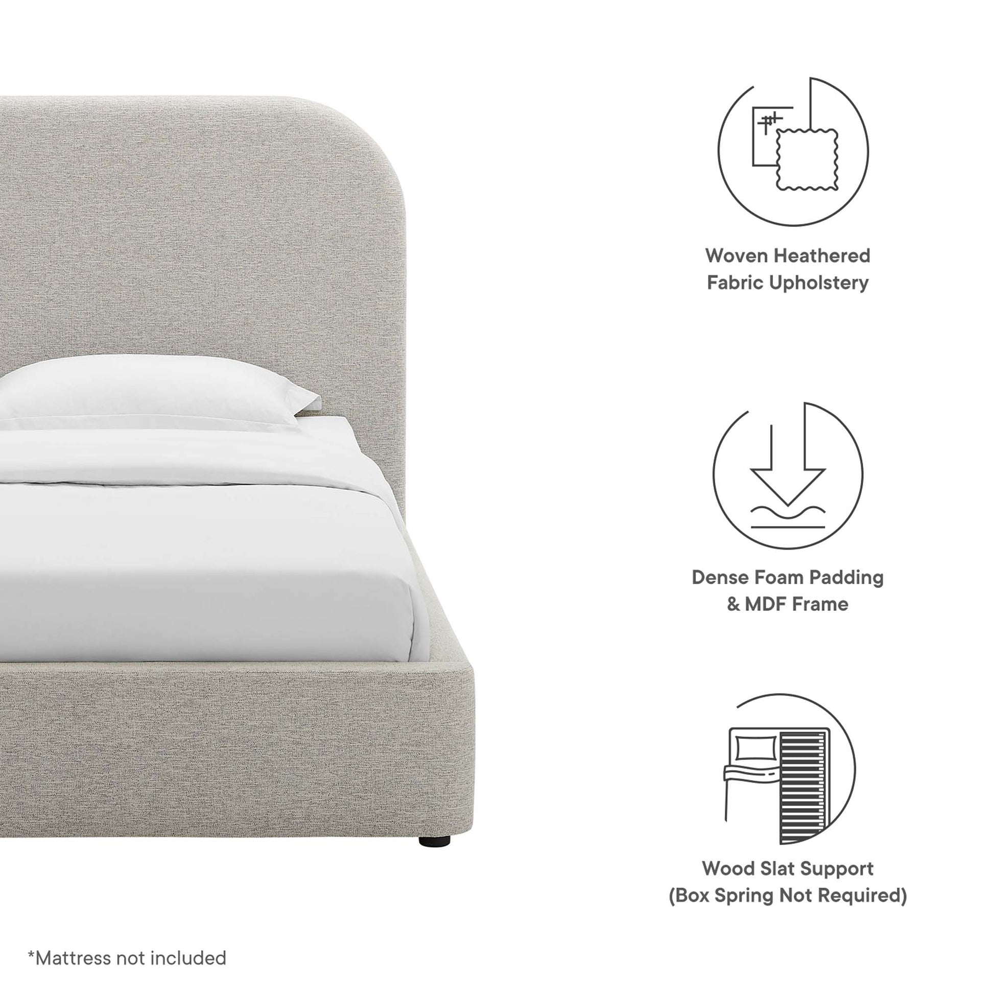 Keynote Upholstered Fabric Curved Twin Platform Bed by Modway - Best Buy Furniture