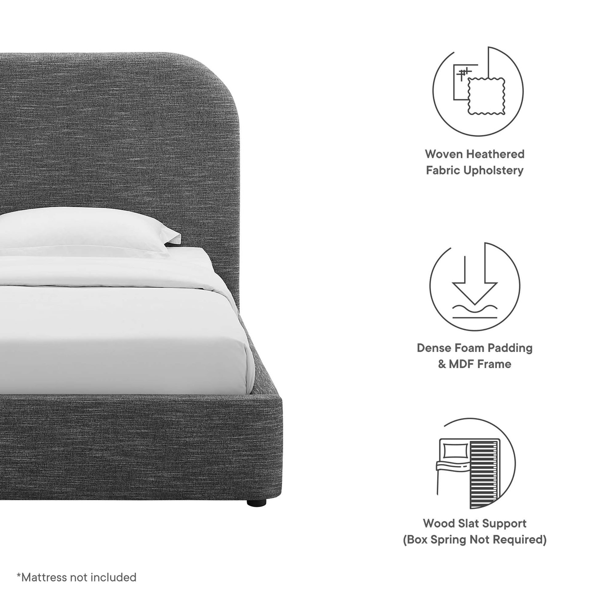 Keynote Upholstered Fabric Curved Twin Platform Bed by Modway - Best Buy Furniture