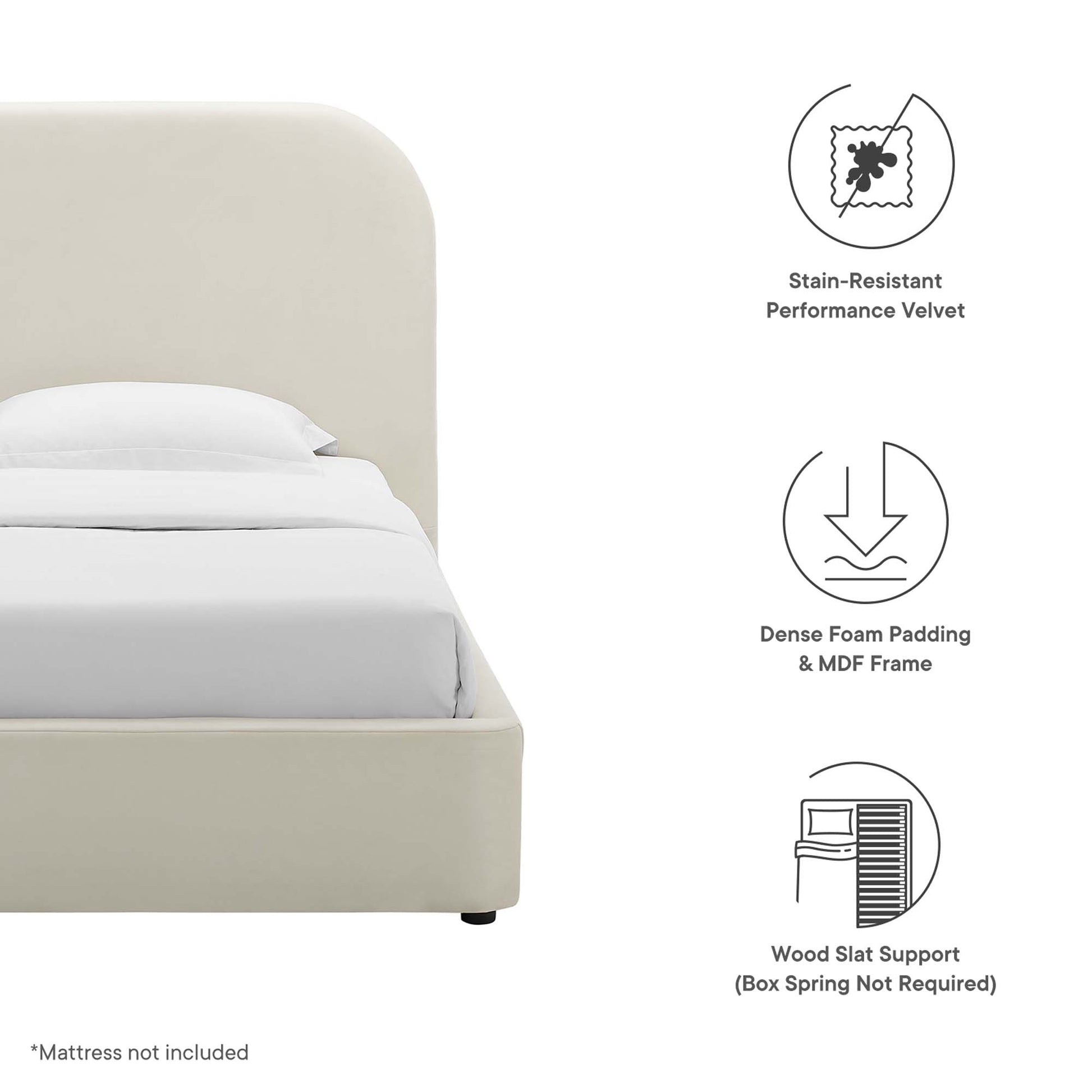 Keynote Performance Velvet Curved Twin Platform Bed by Modway - Best Buy Furniture