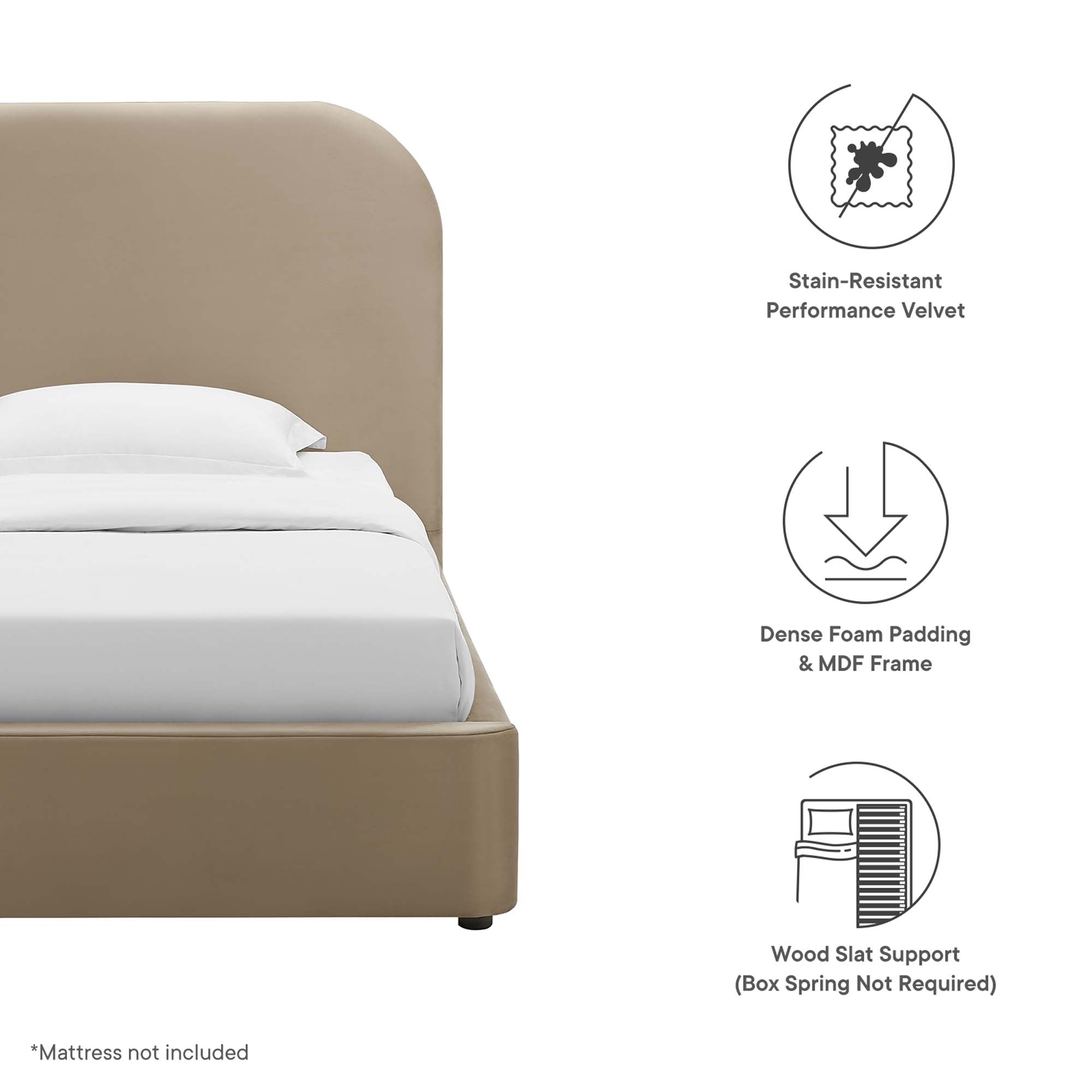 Keynote Performance Velvet Curved Twin Platform Bed by Modway - Best Buy Furniture