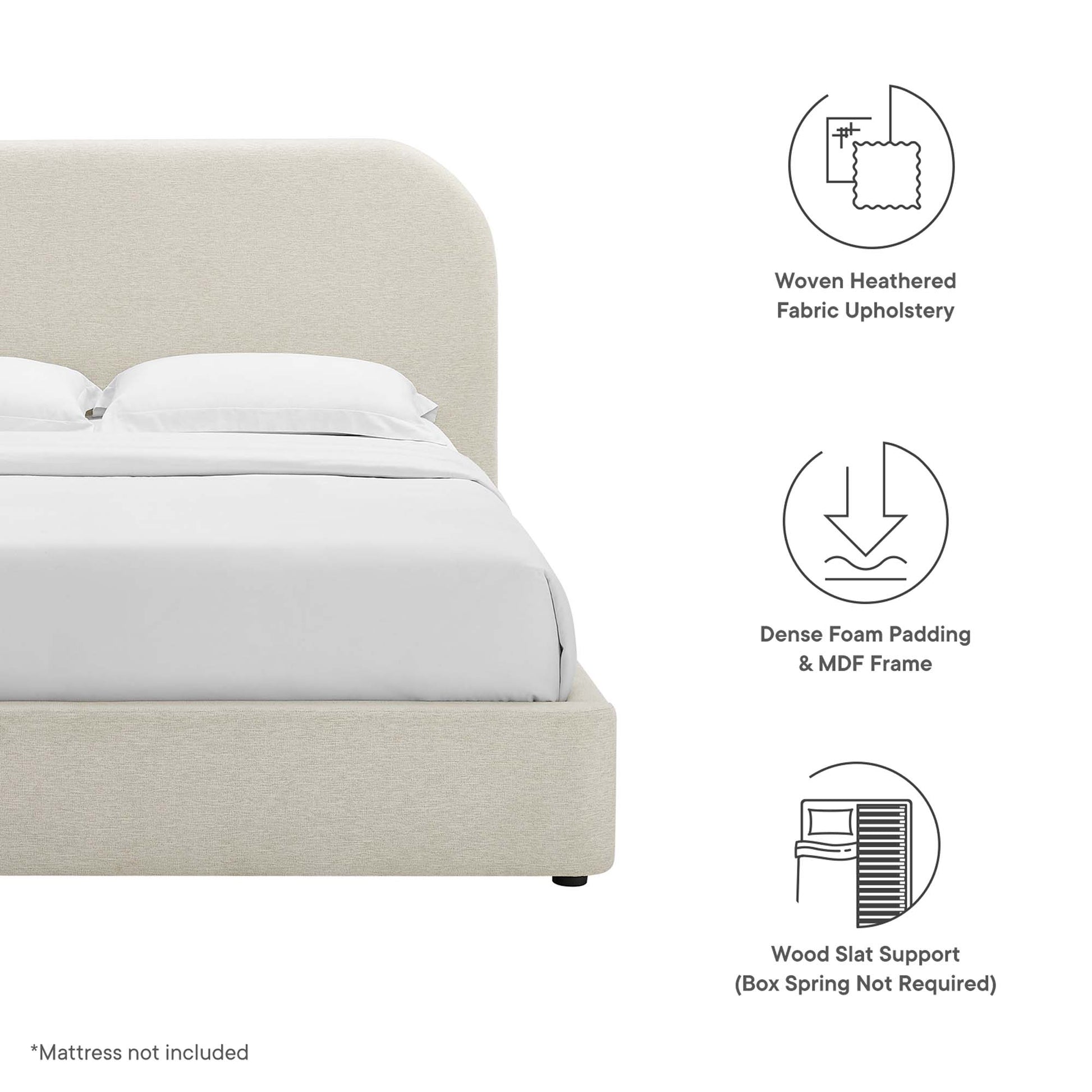 Keynote Upholstered Fabric Curved Queen Platform Bed by Modway - Best Buy Furniture