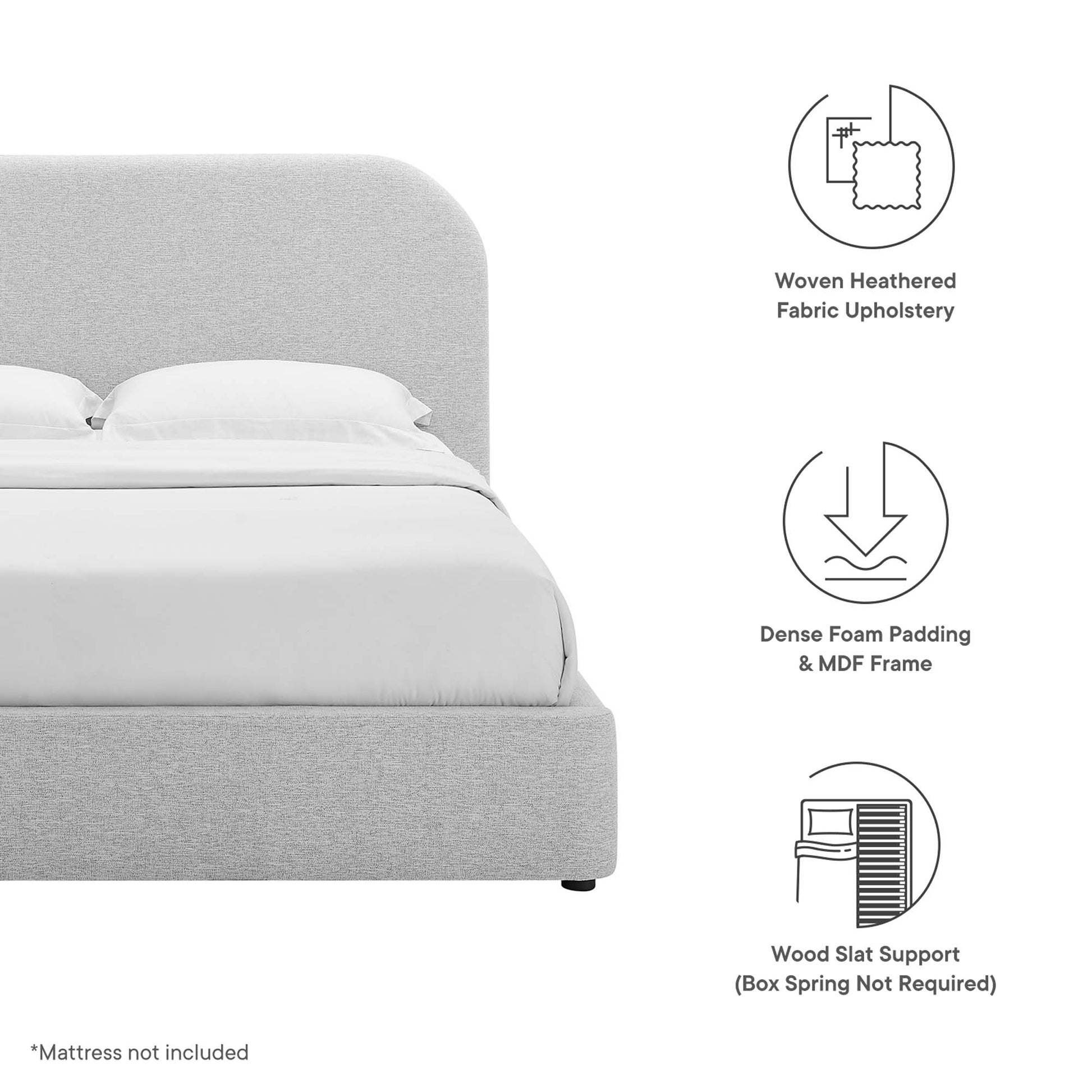 Keynote Upholstered Fabric Curved Queen Platform Bed by Modway - Best Buy Furniture