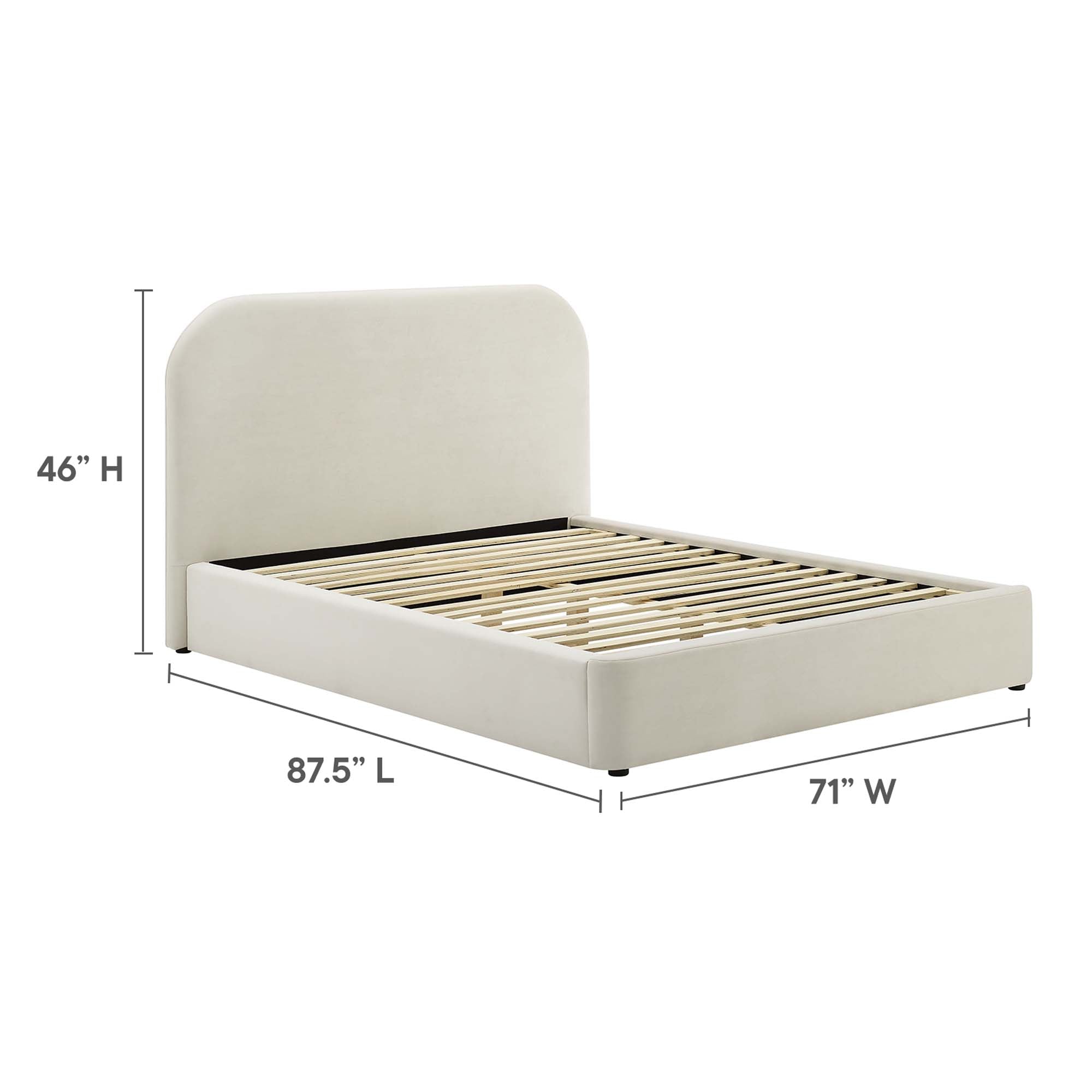 Keynote Performance Velvet Curved Queen Platform Bed by Modway - Best Buy Furniture