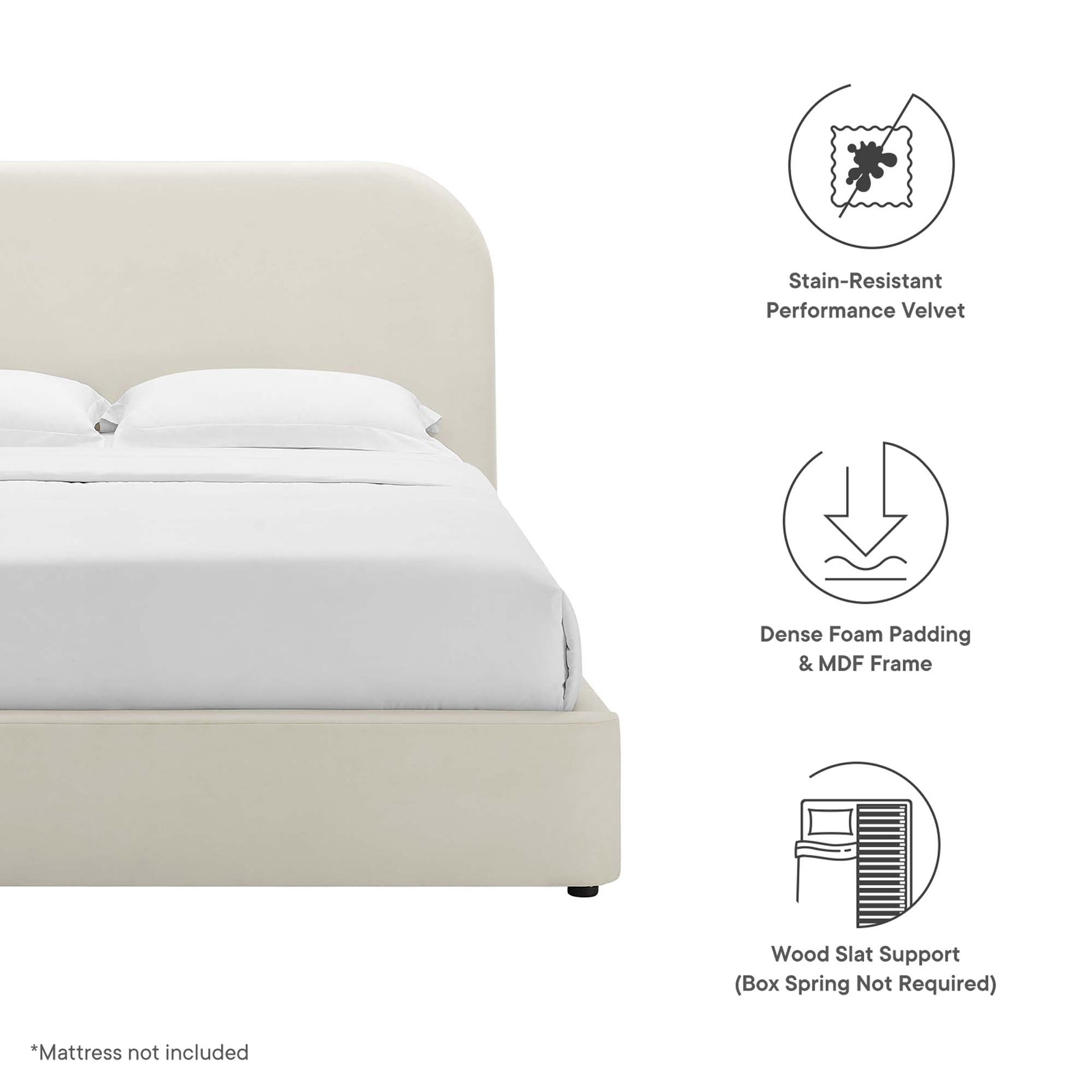 Keynote Performance Velvet Curved Queen Platform Bed by Modway - Best Buy Furniture