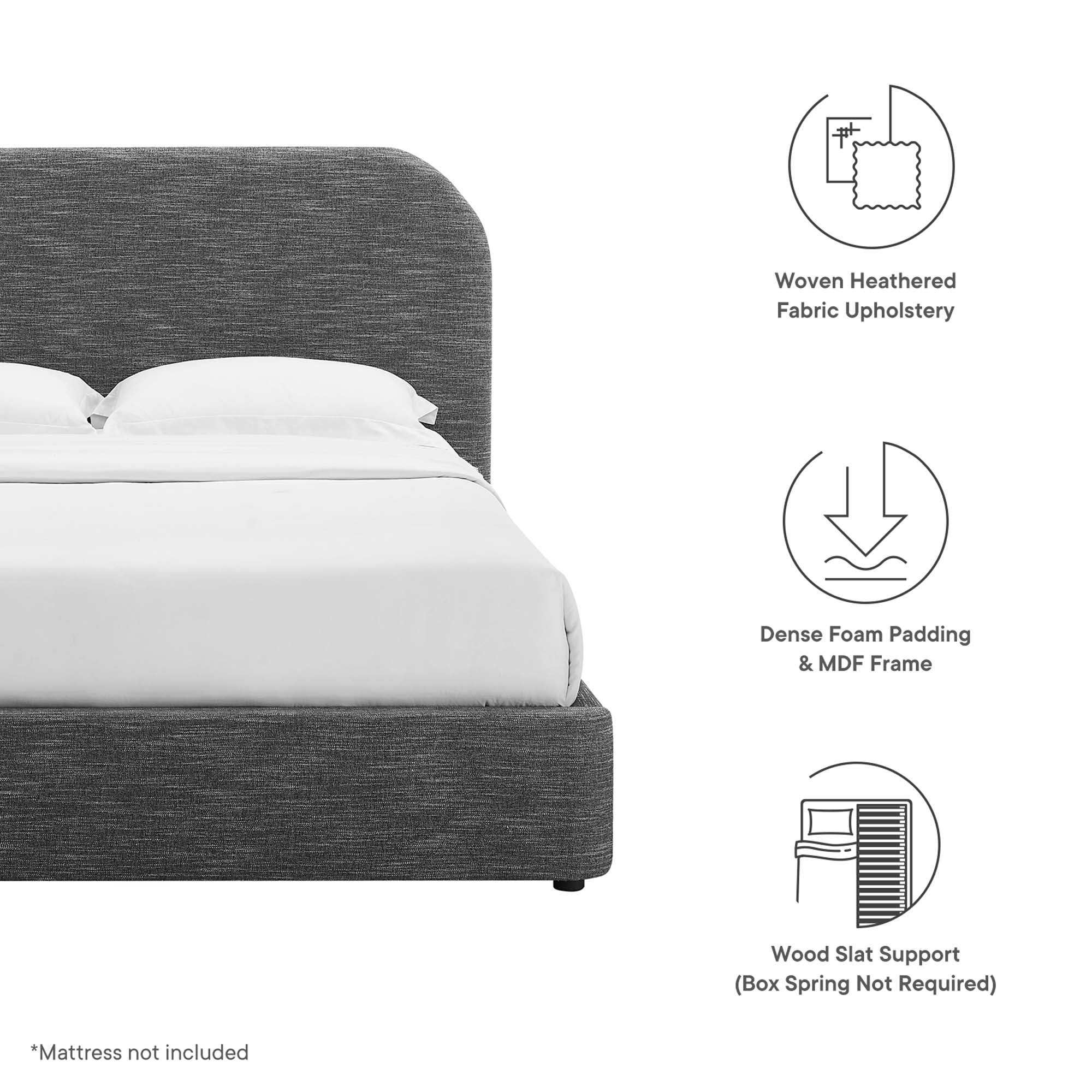 Keynote Upholstered Fabric Curved King Platform Bed by Modway - Best Buy Furniture