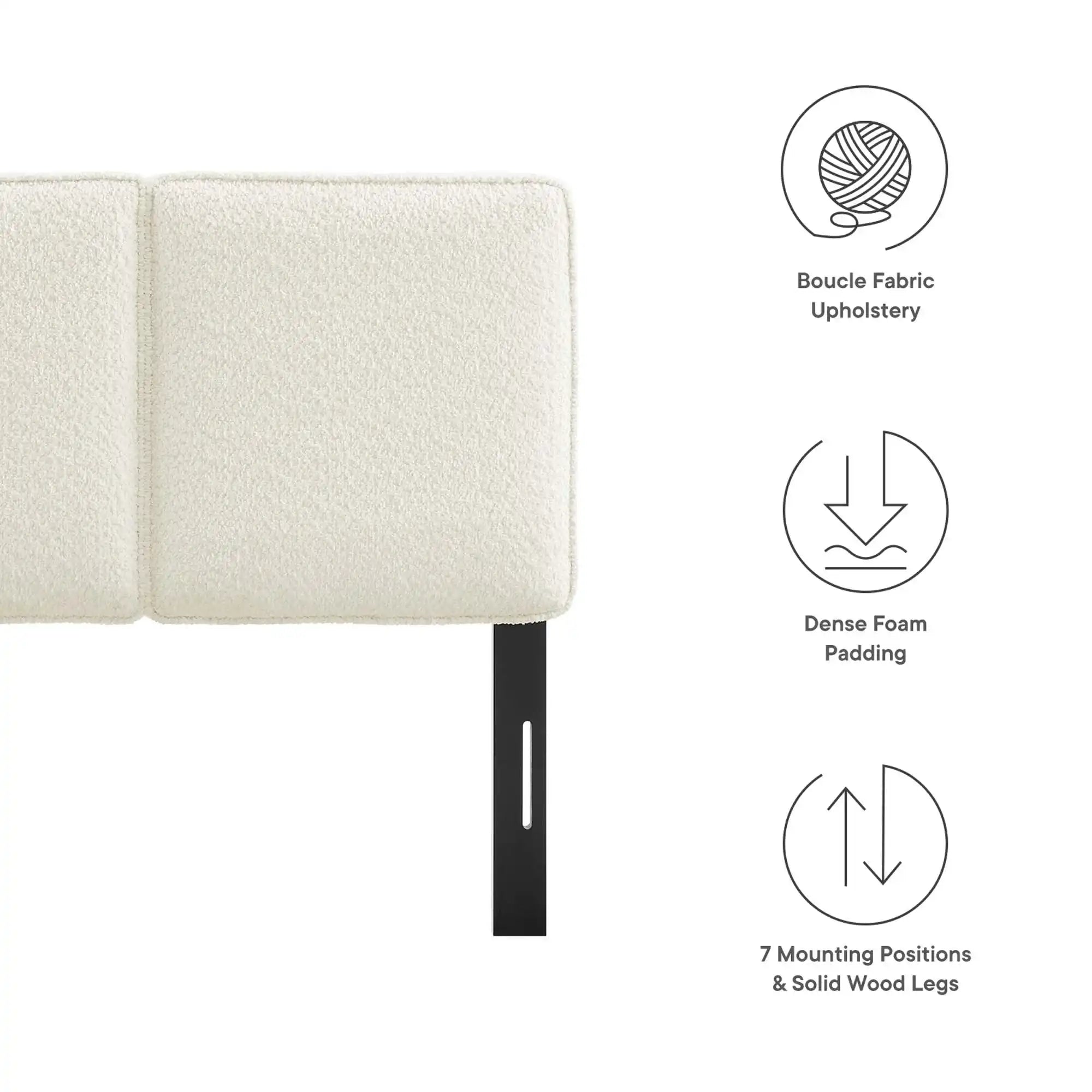 Lindee Boucle Fabric Twin Headboard in Cream Twin - Best Buy Furniture
