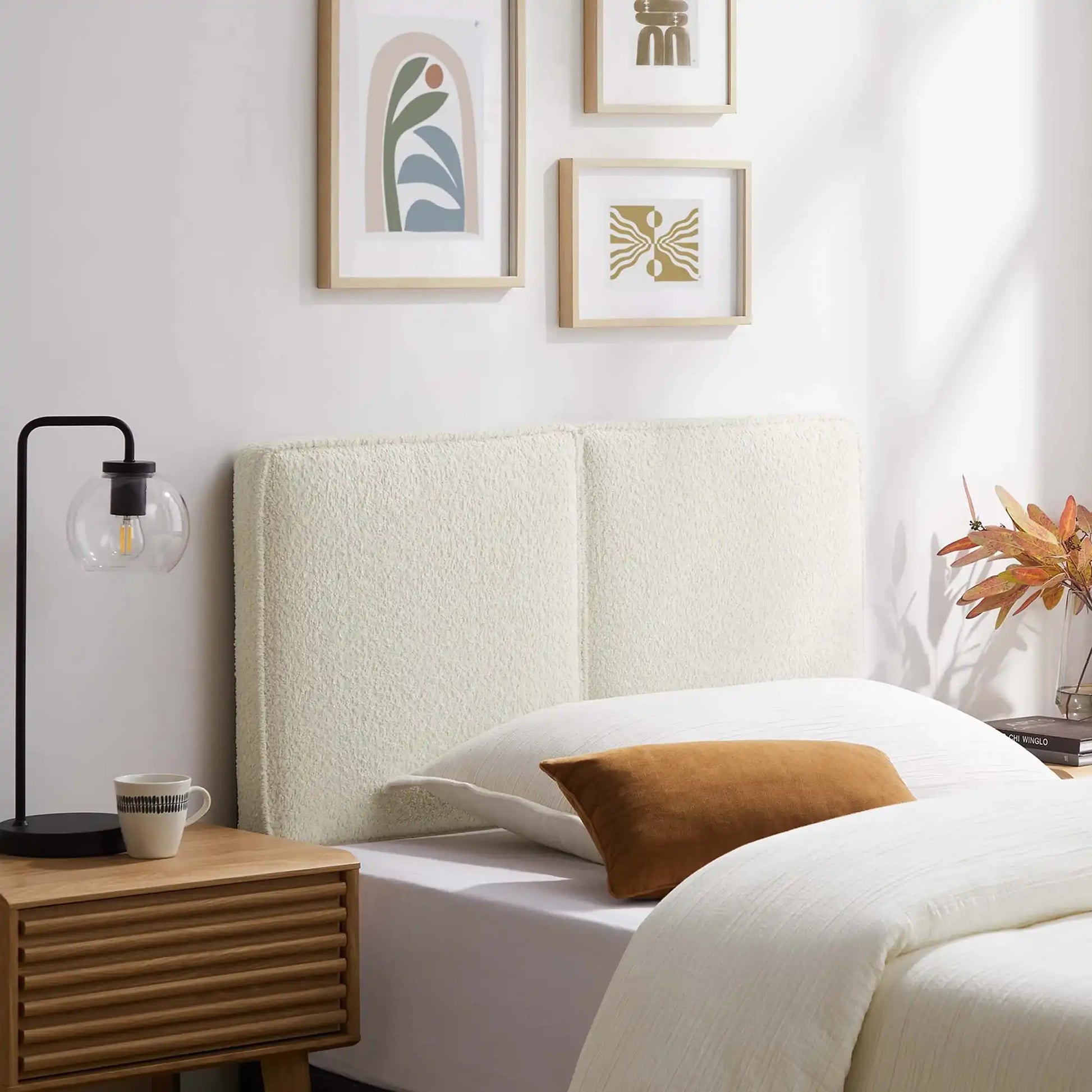 Lindee Boucle Fabric Twin Headboard in Cream Twin - Best Buy Furniture