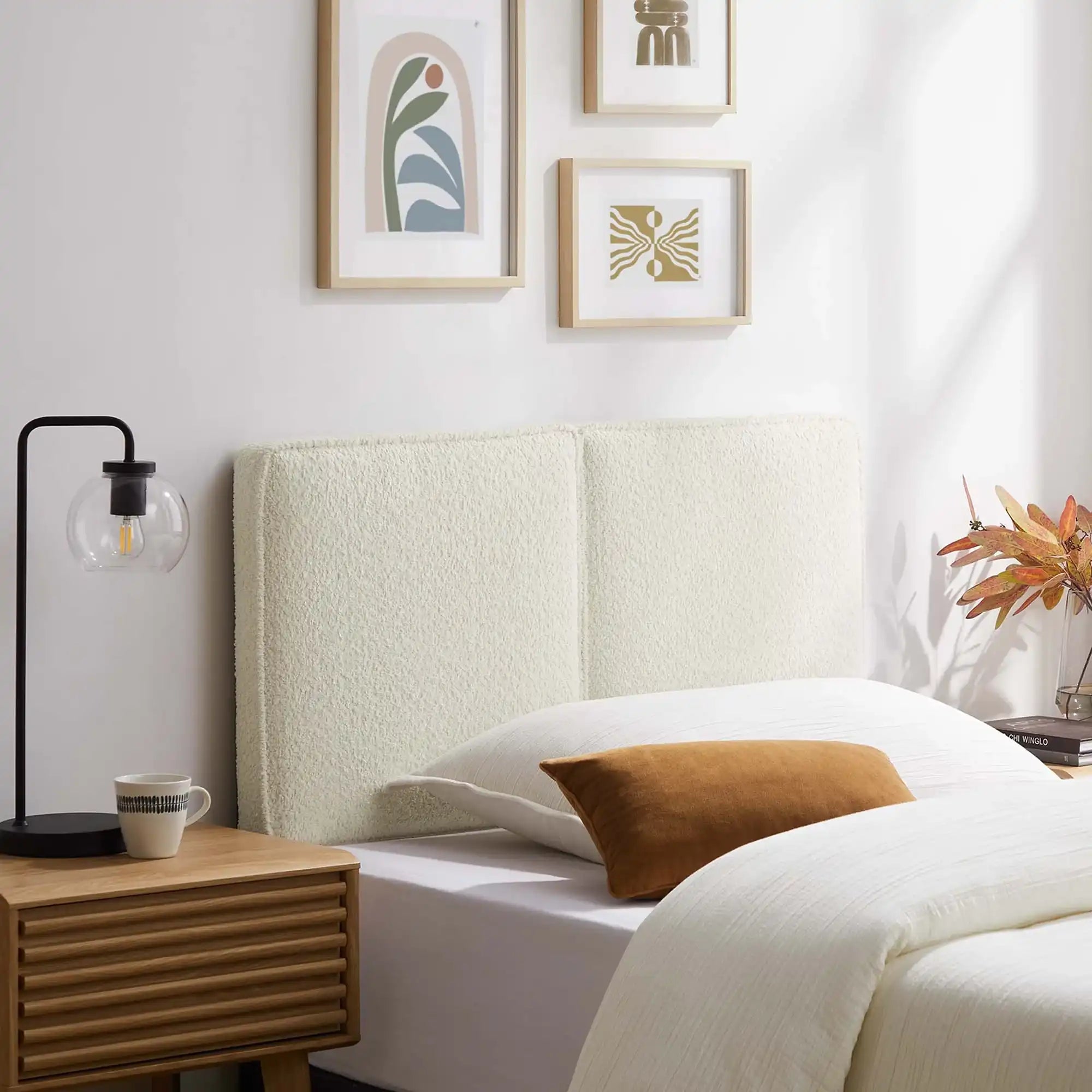Lindee Boucle Fabric Twin Headboard in Cream Twin - Best Buy Furniture