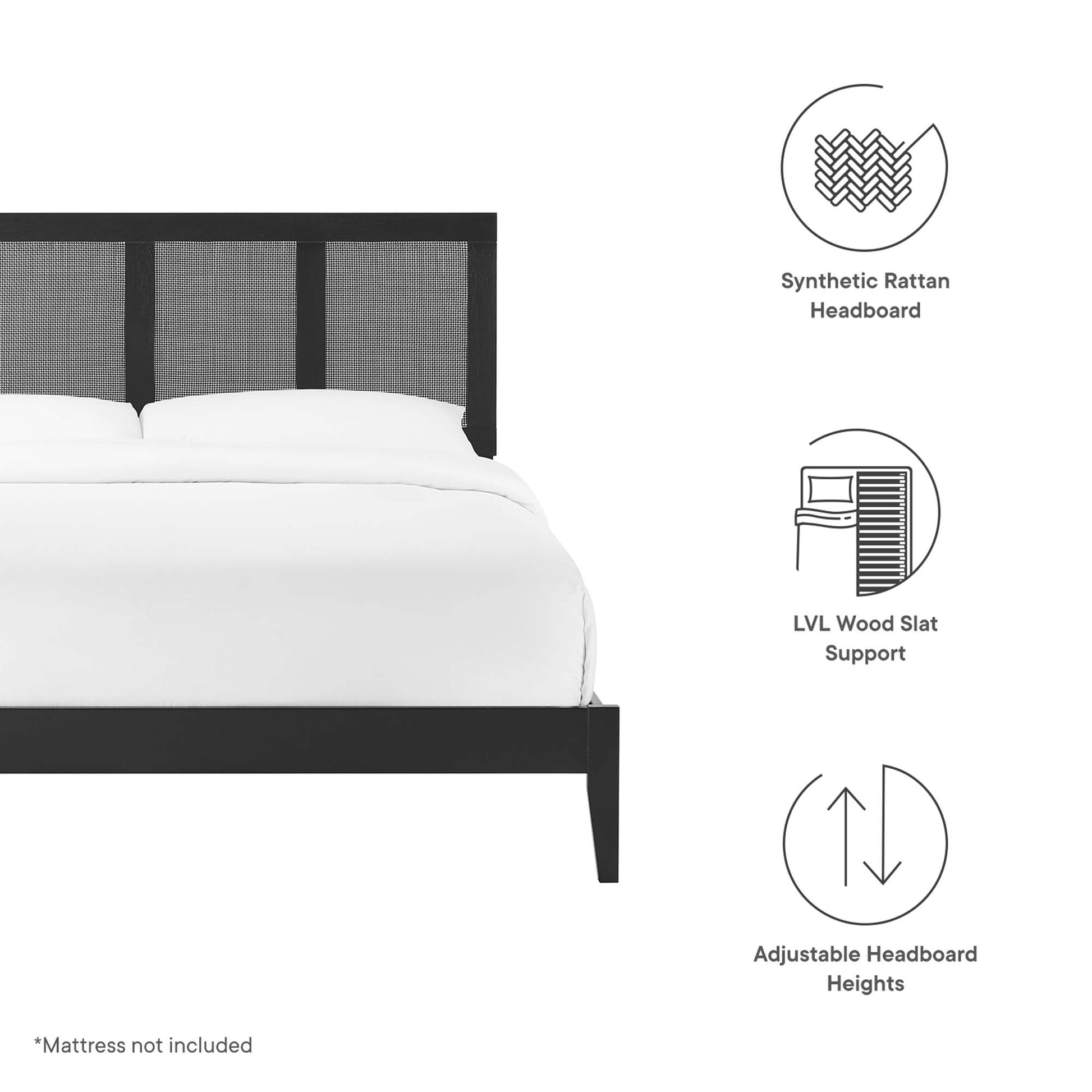 Sirocco Rattan and Wood Queen Platform Bed by Modway - Best Buy Furniture