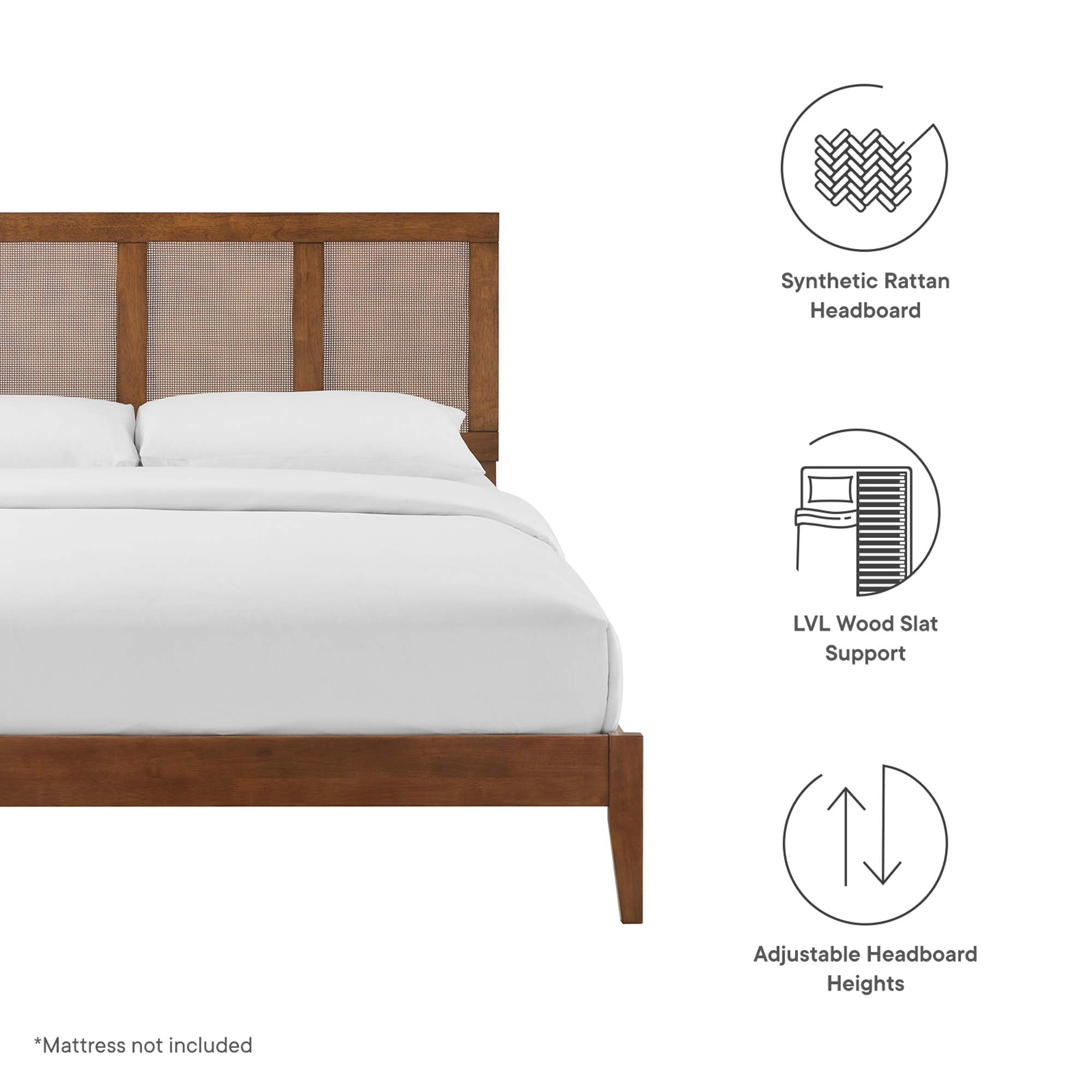 Sirocco Rattan and Wood Queen Platform Bed by Modway - Best Buy Furniture