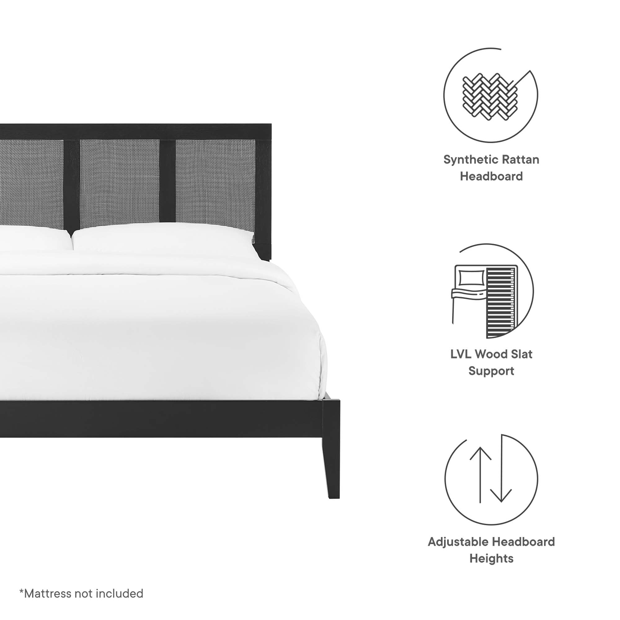 Sirocco Rattan and Wood King Platform Bed by Modway - Best Buy Furniture