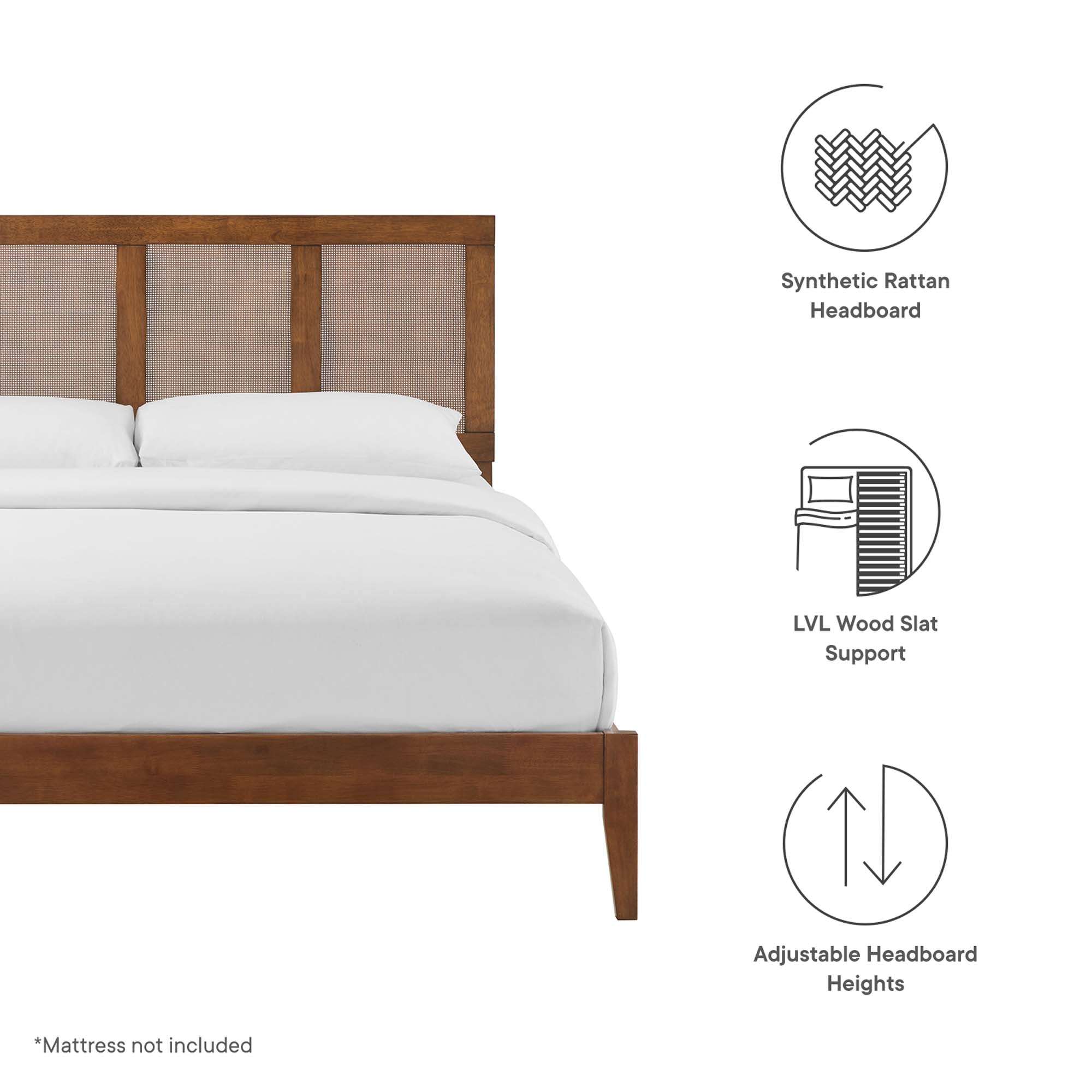 Sirocco Rattan and Wood King Platform Bed by Modway - Best Buy Furniture