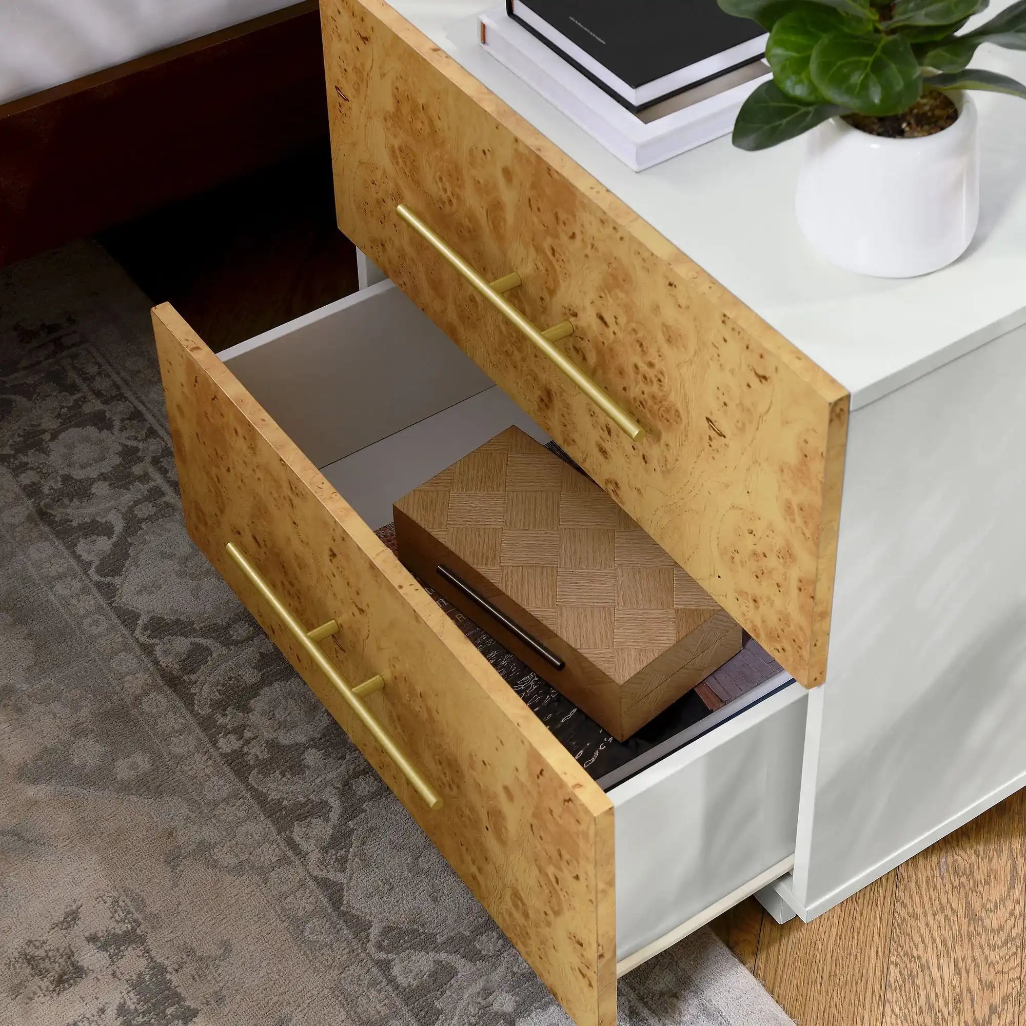 Abel 2-Drawer Burl Wood Nightstand - Best Buy Furniture
