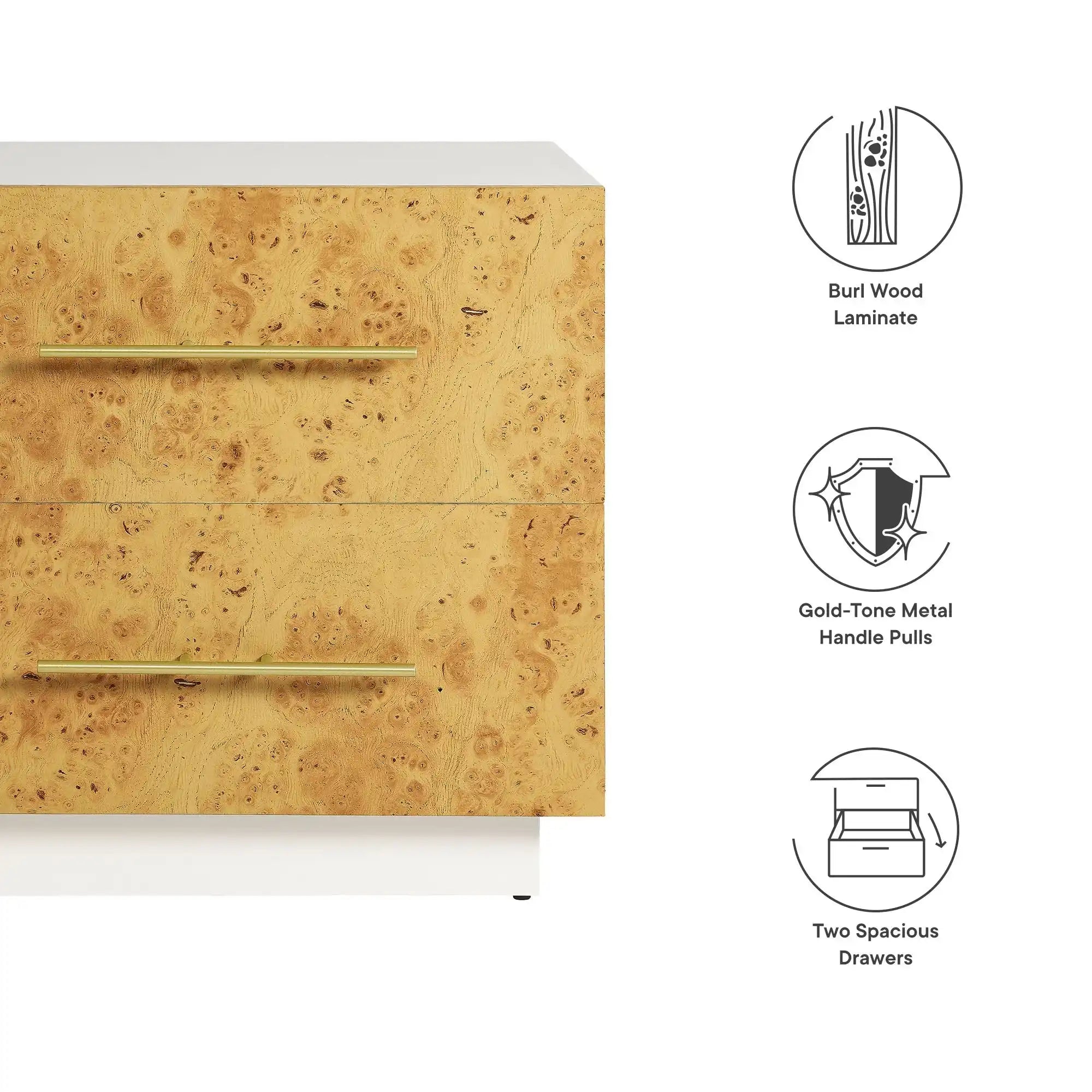 Abel 2-Drawer Burl Wood Nightstand - Best Buy Furniture