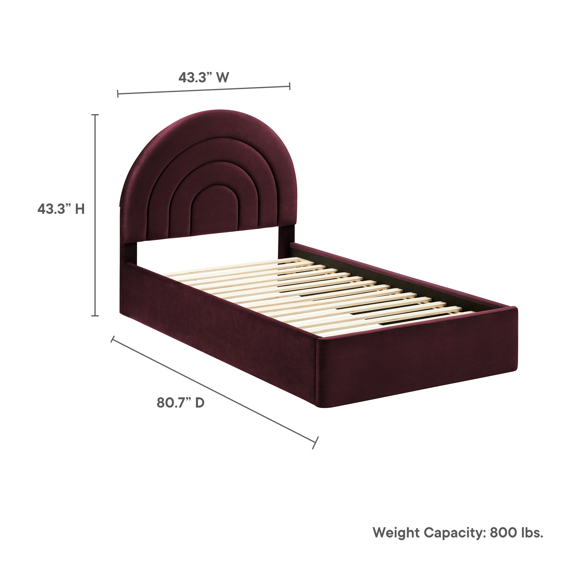 Solana Arched Performance Velvet Twin Platform Bed by Modway - Best Buy Furniture
