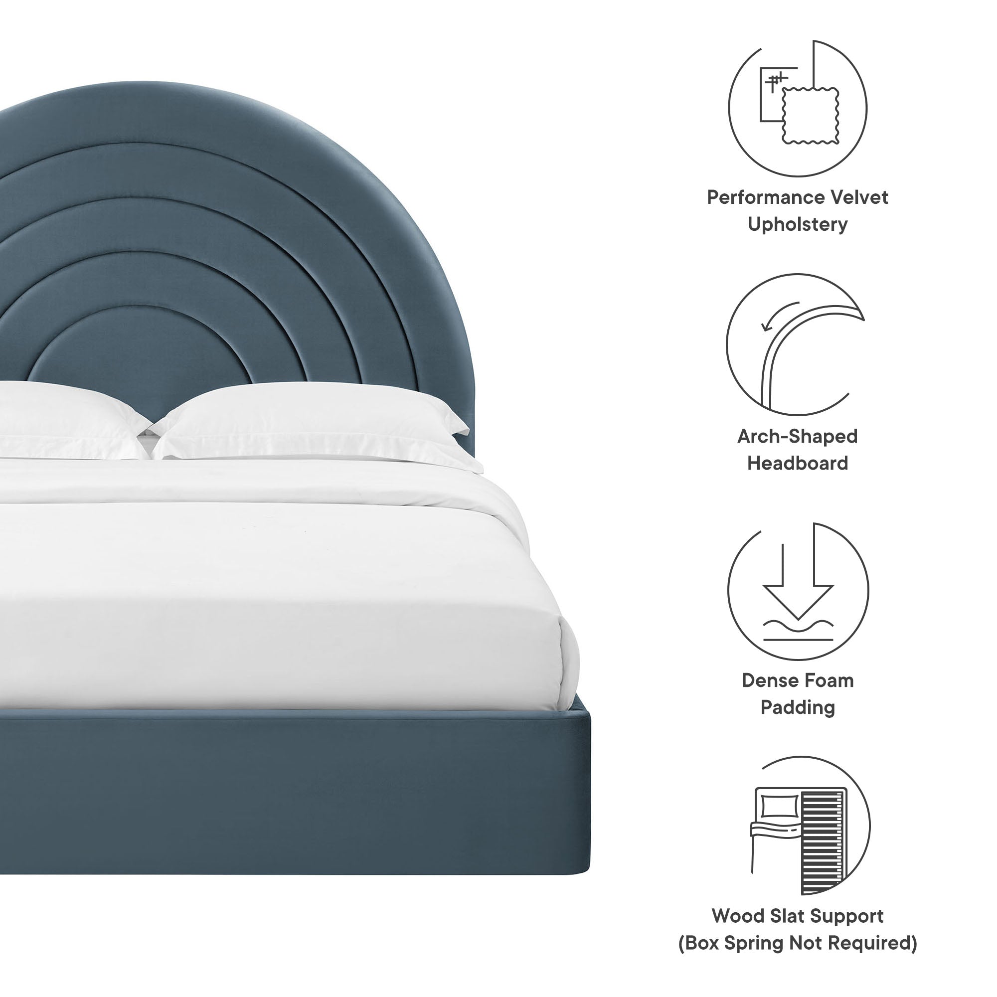 Solana Arched Performance Velvet Full Platform Bed by Modway - Best Buy Furniture