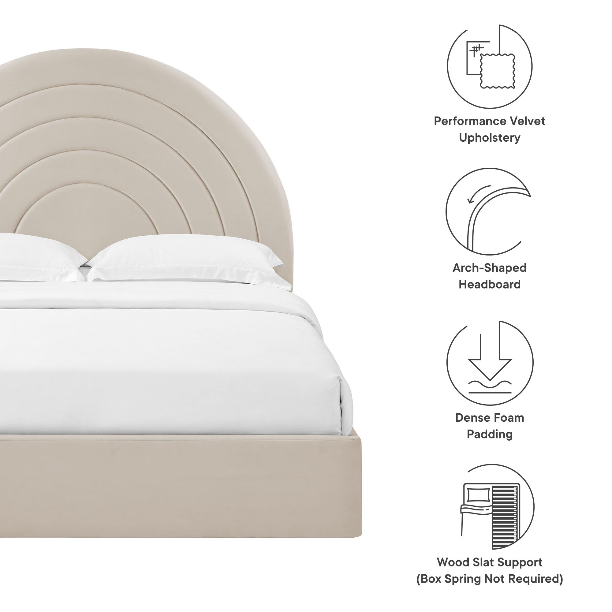 Solana Arched Performance Velvet Queen Platform Bed by Modway - Best Buy Furniture