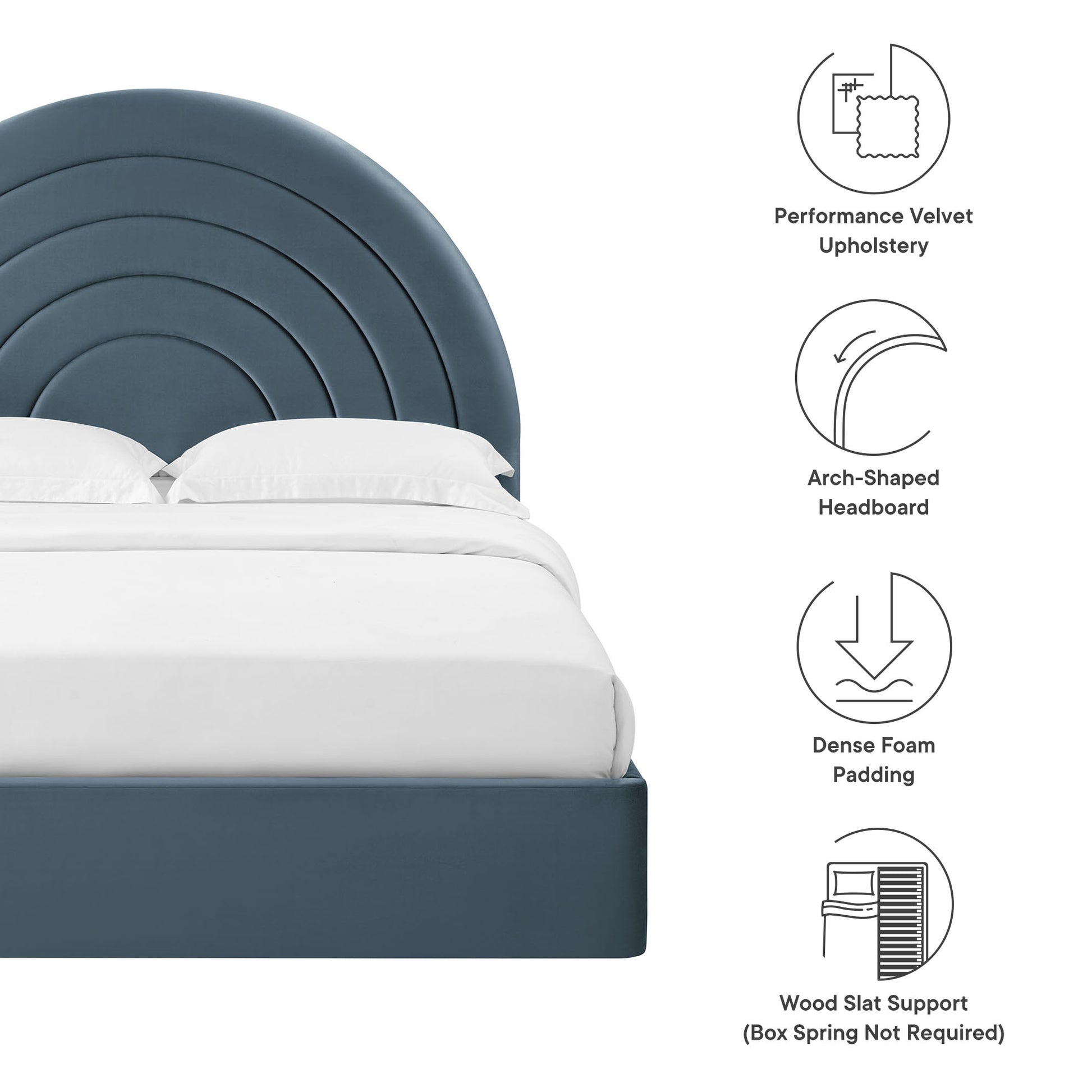 Solana Arched Performance Velvet Queen Platform Bed by Modway - Best Buy Furniture