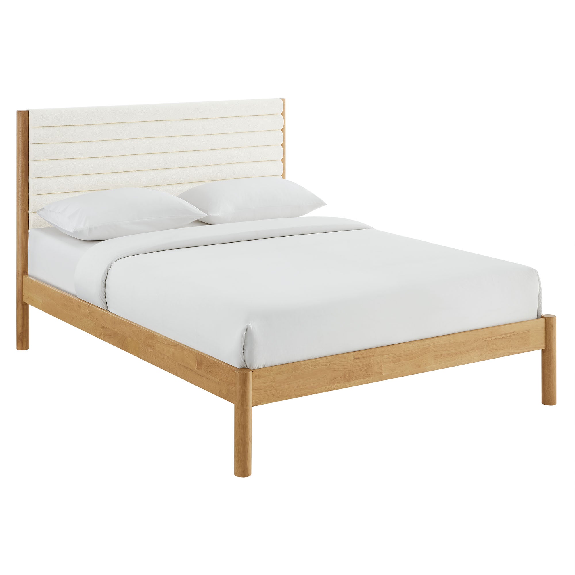 Olea Channel Tufted Boucle Solid Wood King Platform Bed by Modway - Best Buy Furniture