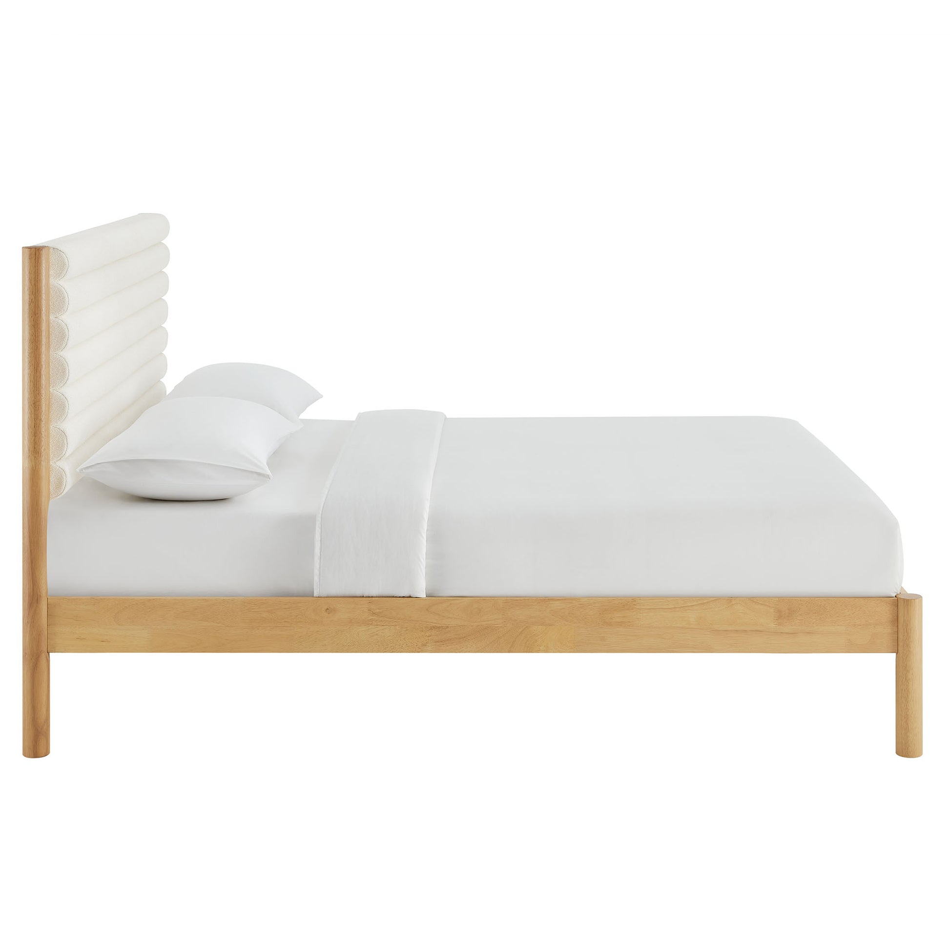 Olea Channel Tufted Boucle Solid Wood King Platform Bed by Modway - Best Buy Furniture