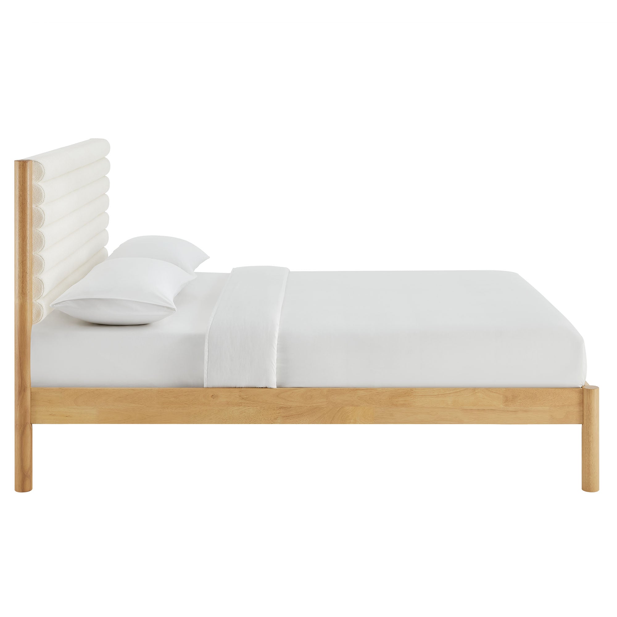 Olea Channel Tufted Boucle Solid Wood King Platform Bed by Modway - Best Buy Furniture