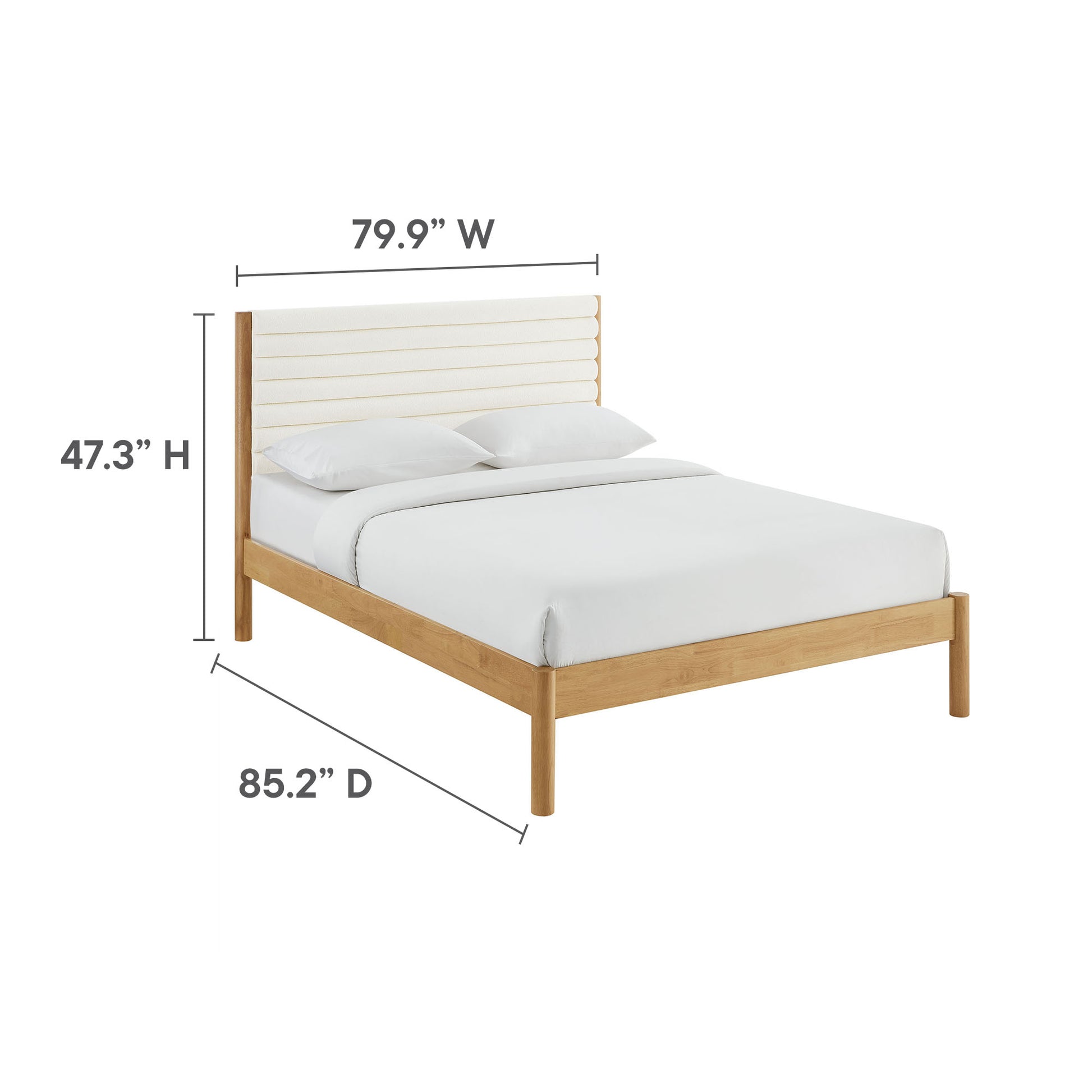 Olea Channel Tufted Boucle Solid Wood King Platform Bed by Modway - Best Buy Furniture