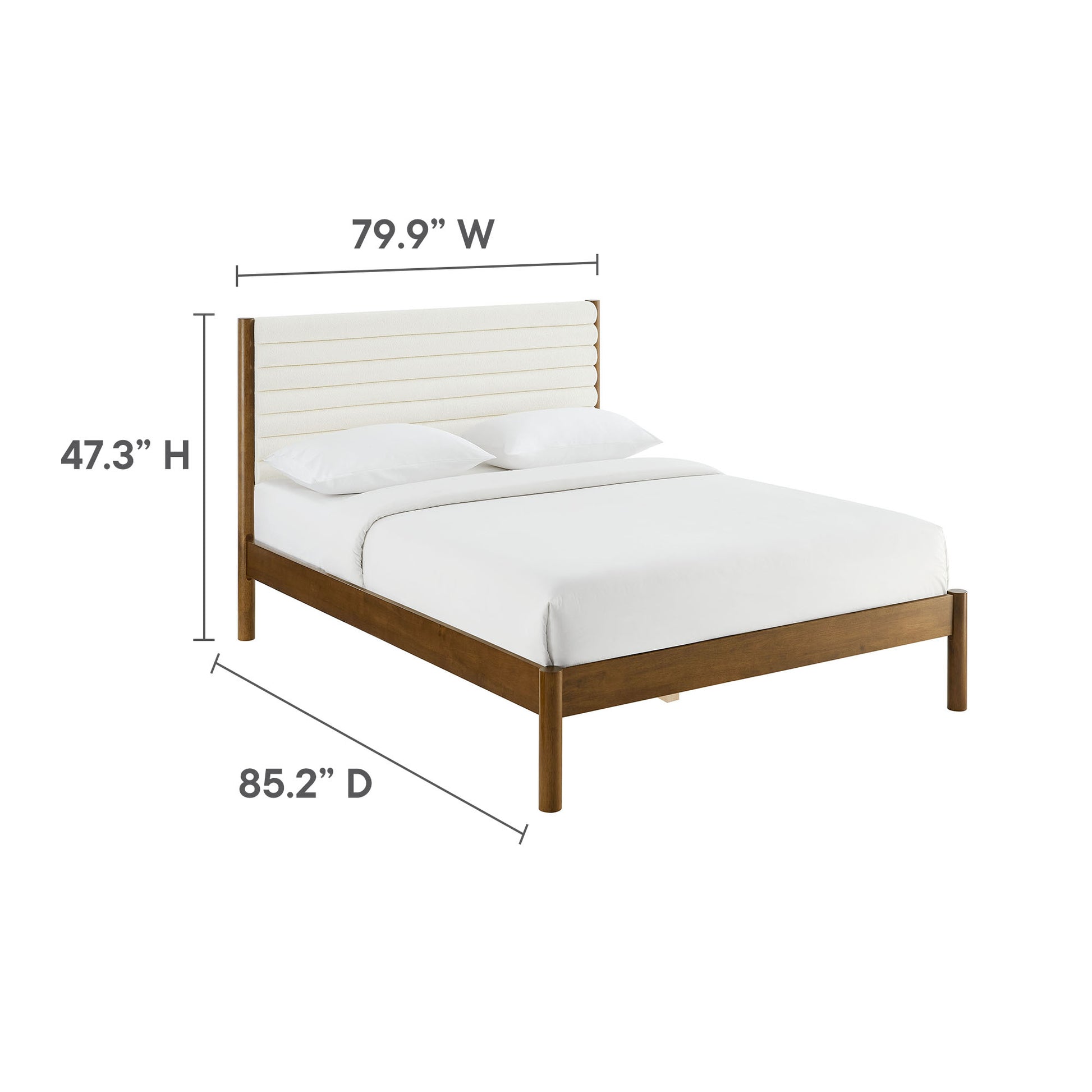Olea Channel Tufted Boucle Solid Wood King Platform Bed by Modway - Best Buy Furniture