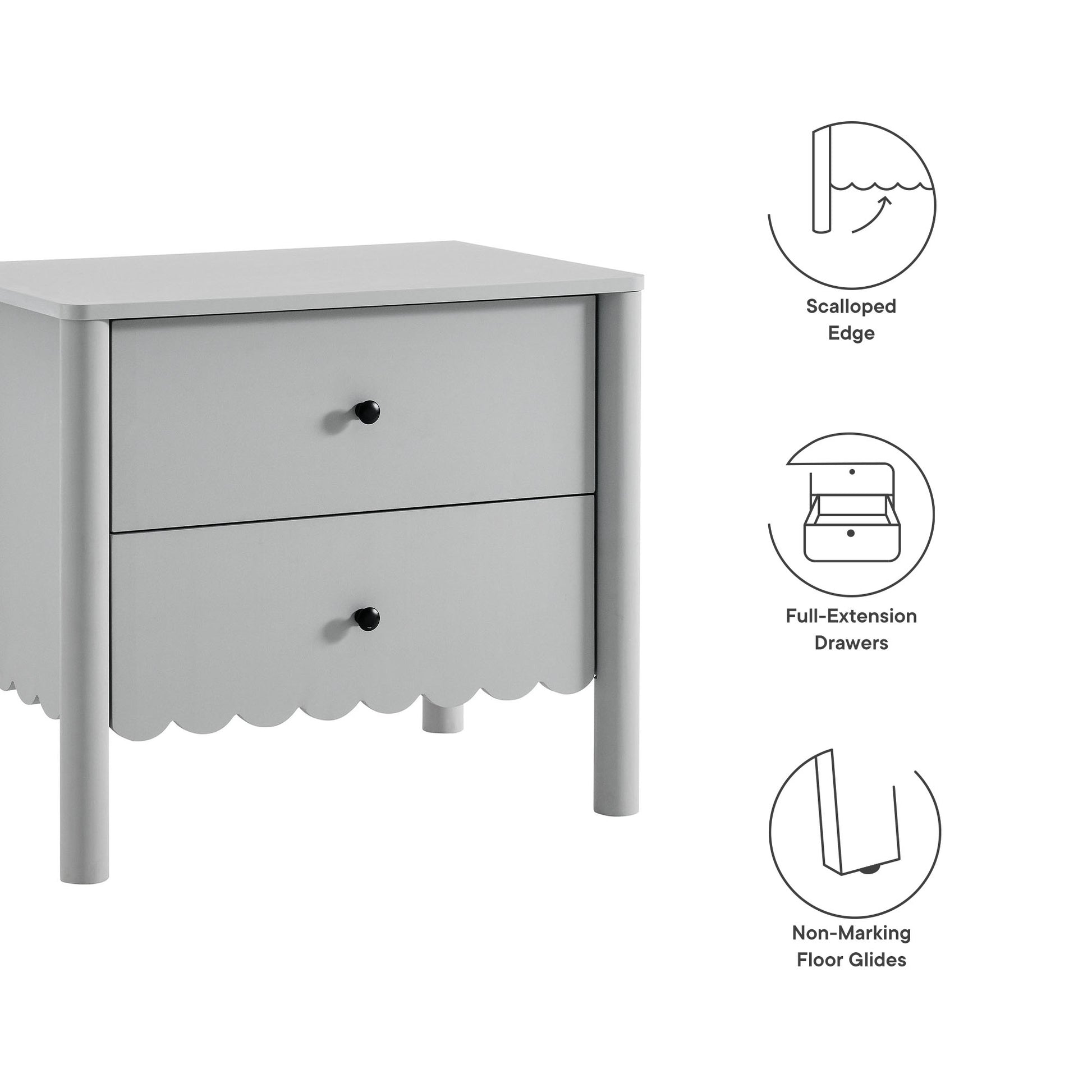 Emmeline Scalloped 2-Drawer Nightstand by Modway - Best Buy Furniture
