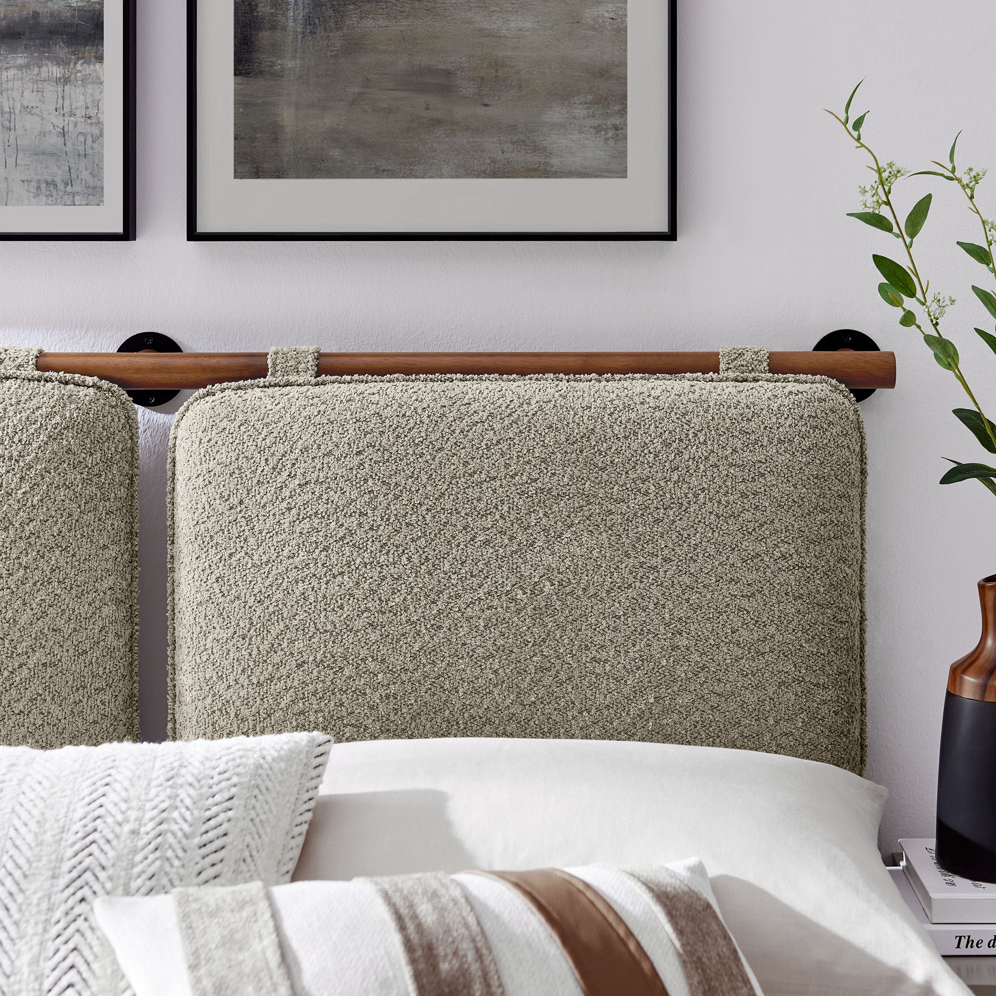 Anela Wall-Mounted Chenille Upholstered King Size Headboard by Modway - Best Buy Furniture