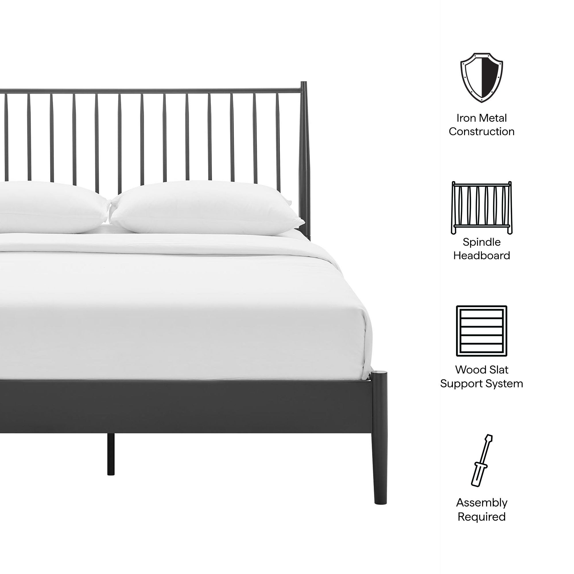 Adair Spindle Metal Queen Platform Bed by Modway - Best Buy Furniture