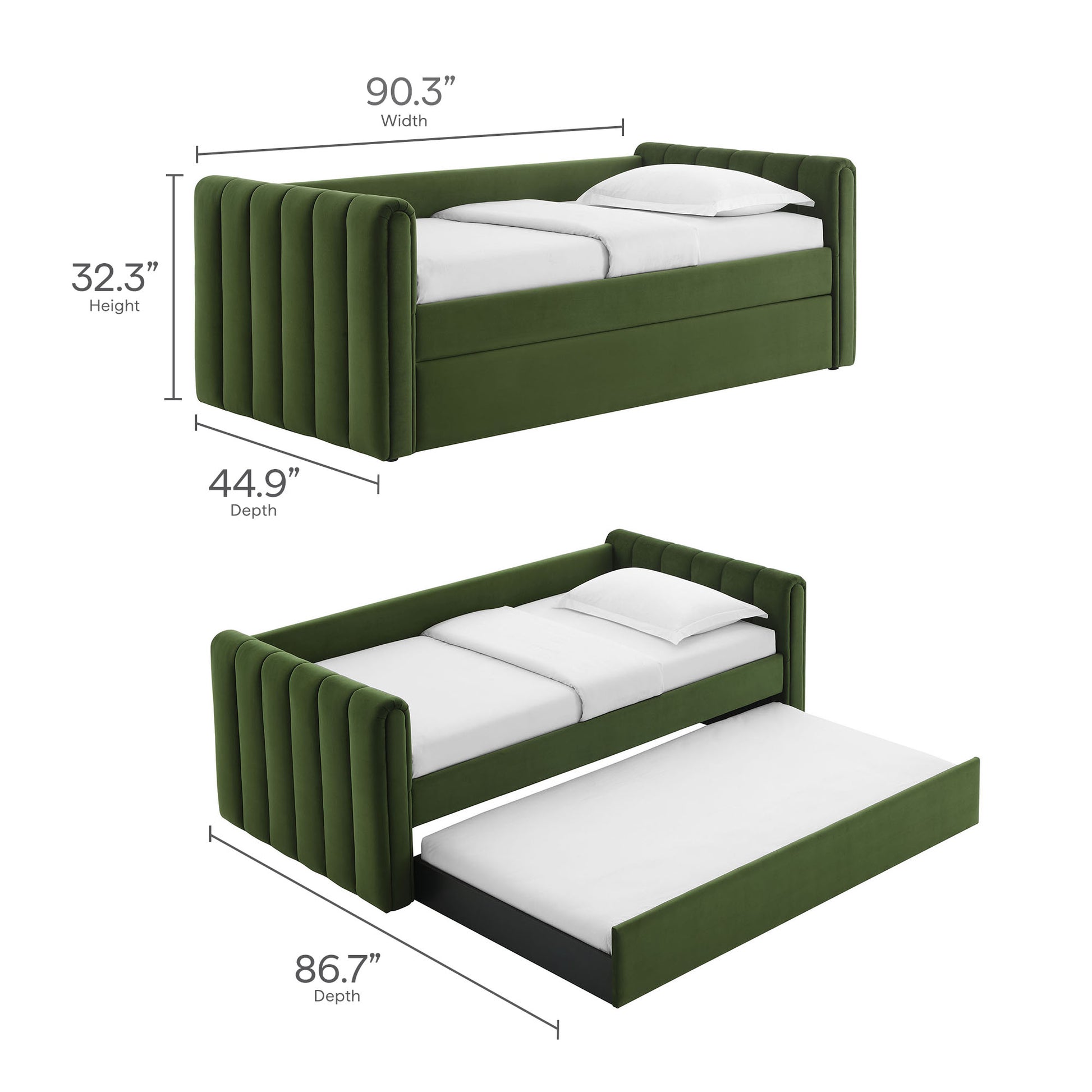 Veyla Channel Tufted Performance Velvet Twin Daybed With Trundle by Modway - Best Buy Furniture